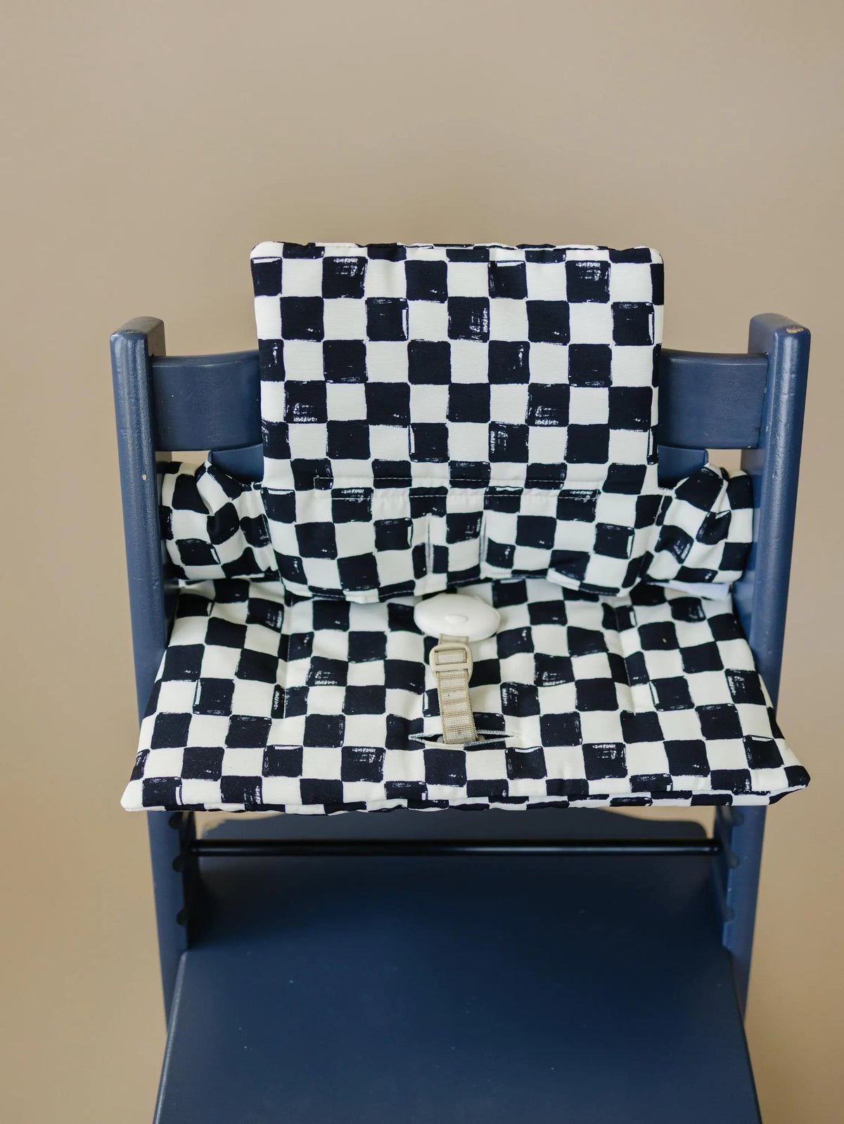 Little Joy Co. Black & White Checkered Highchair Cushion - Wipeable Stokke Tripp Trapp Cover - 