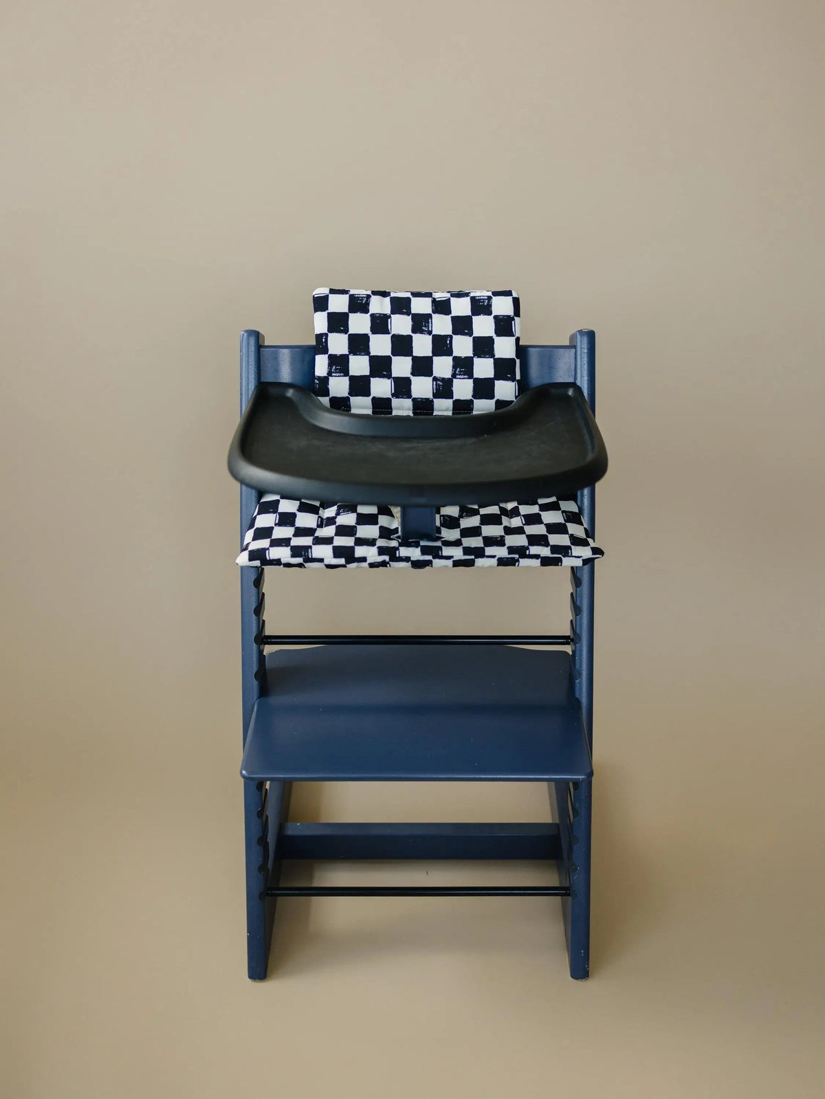 Little Joy Co. Black & White Checkered Highchair Cushion - Wipeable Stokke Tripp Trapp Cover - 