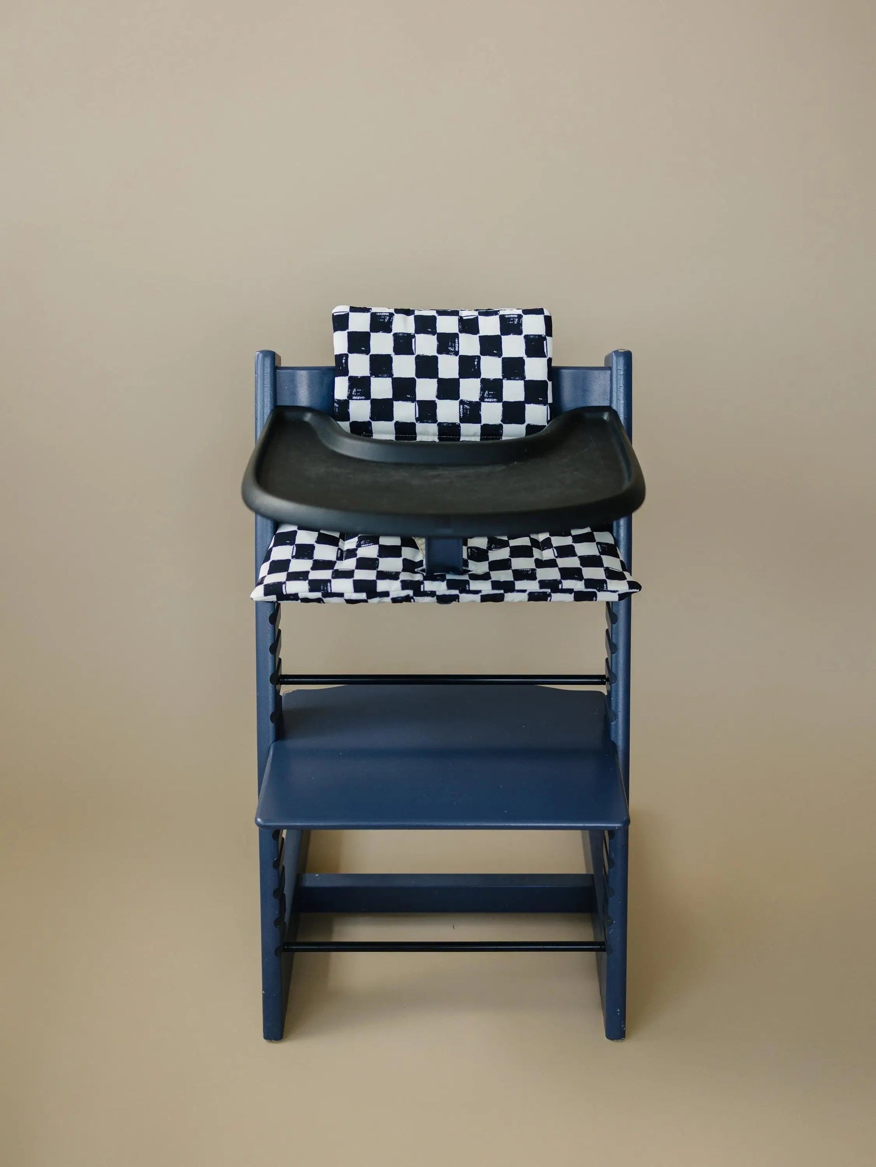 Little Joy Co. Black & White Checkered Highchair Cushion - Wipeable Stokke Tripp Trapp Cover - 