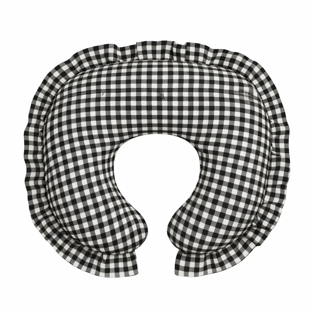 Little Mae & Co Black White Gingham Ruffle Nursing Pillow Cover - 