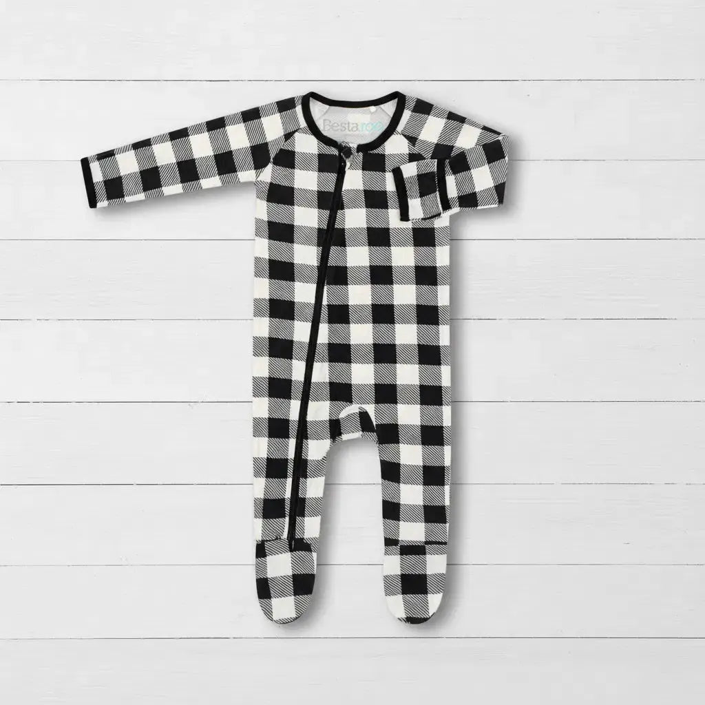 Bestaroo Black & White Plaid Footie - 