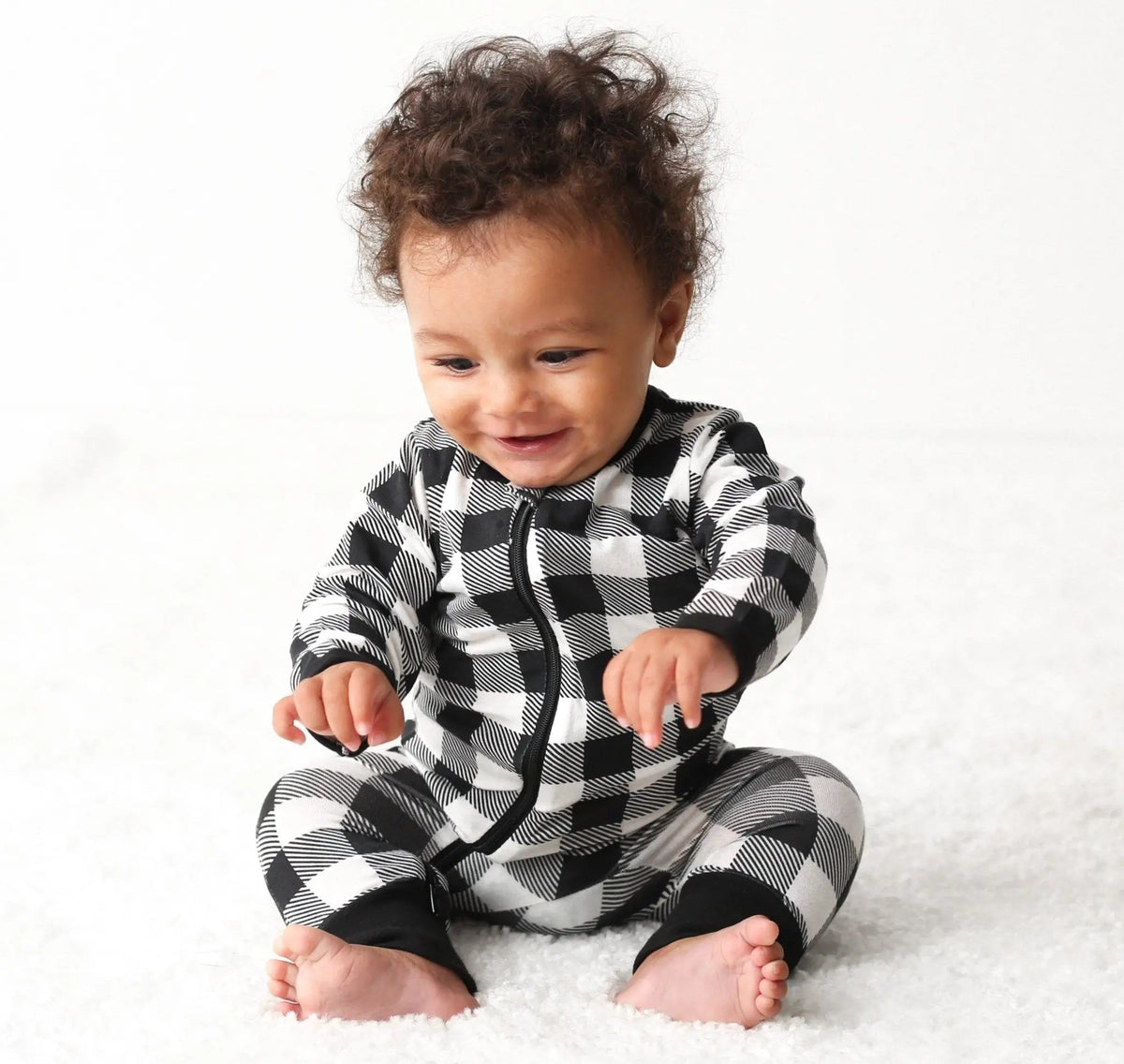 Bestaroo Black & White Plaid Romper - 