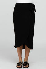 PinkBlush Black Wrap Maternity Midi Skirt - 