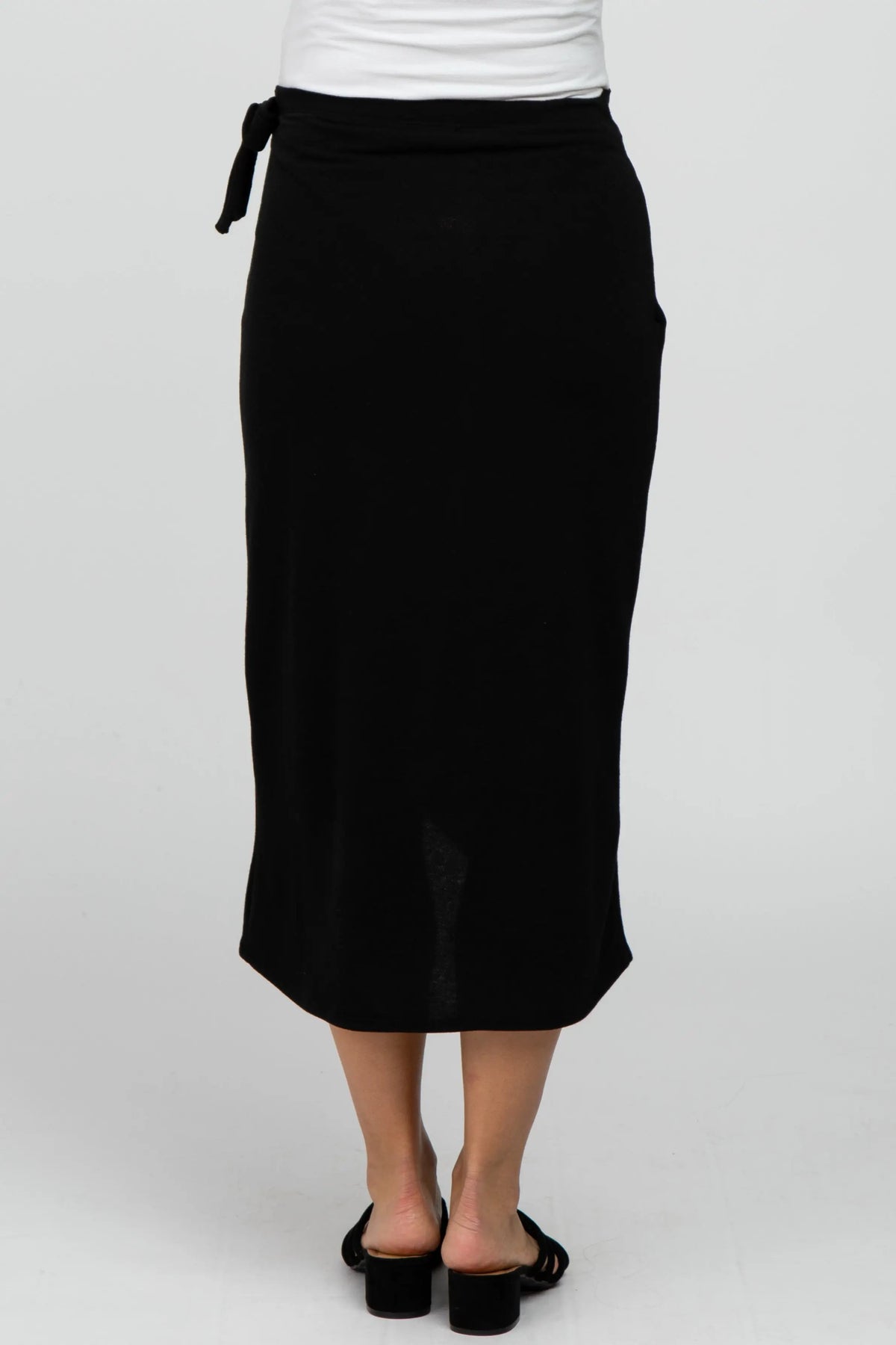 PinkBlush Black Wrap Maternity Midi Skirt - 