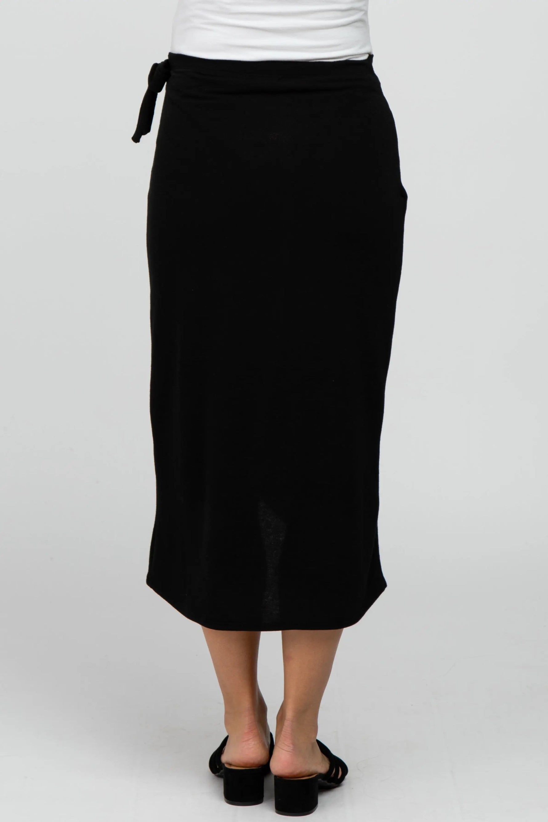 PinkBlush Black Wrap Maternity Midi Skirt - 