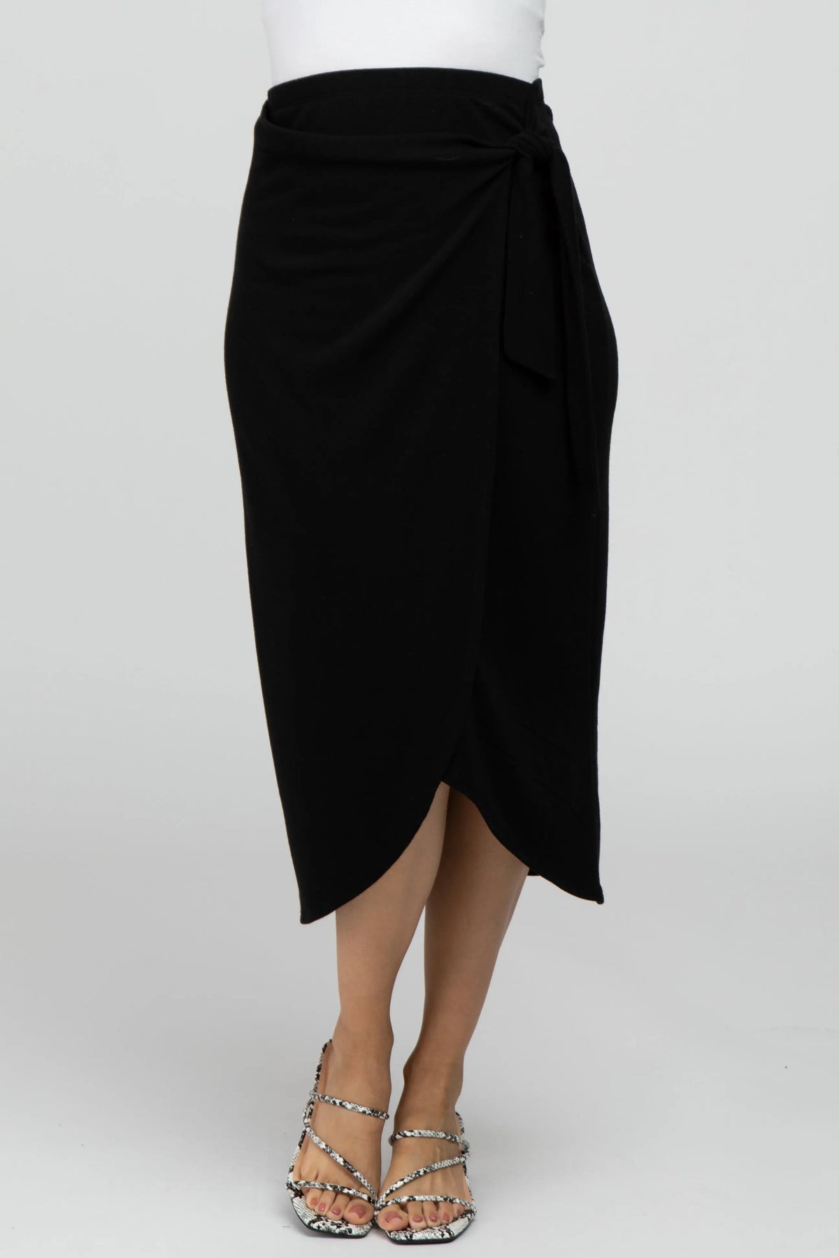PinkBlush Black Wrap Midi Skirt - 