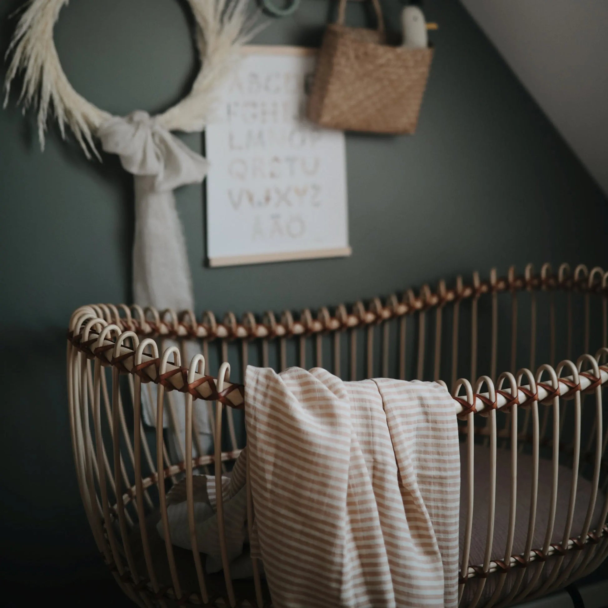 Organic Cotton Muslin Swaddle Blanket for Baby Cuddling and Nursing Mushie