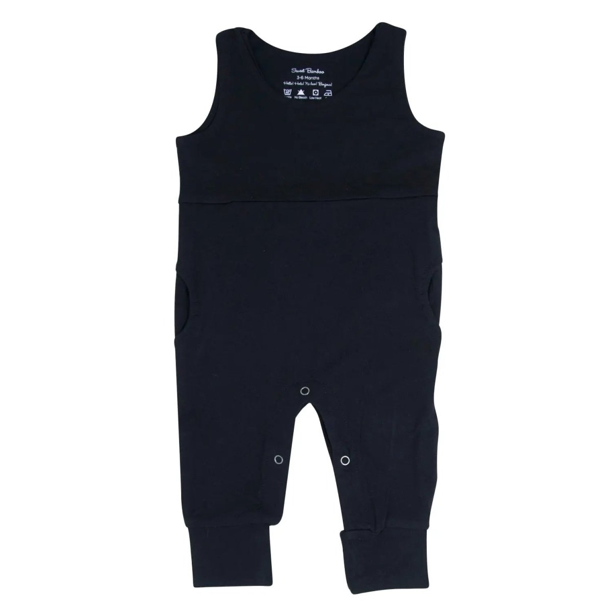 Sweet Bamboo Blazing Black Overall with Snap Closure and Cuffed Legs for Trend Setters - 