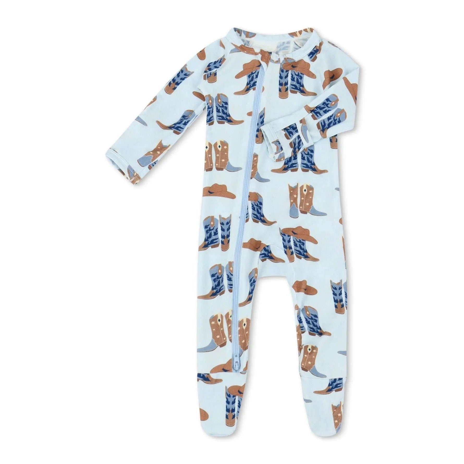 Bestaroo Blazing Boots Footie Baby Pajamas With Zipper For Easy Changing Fold Over Mitts - 