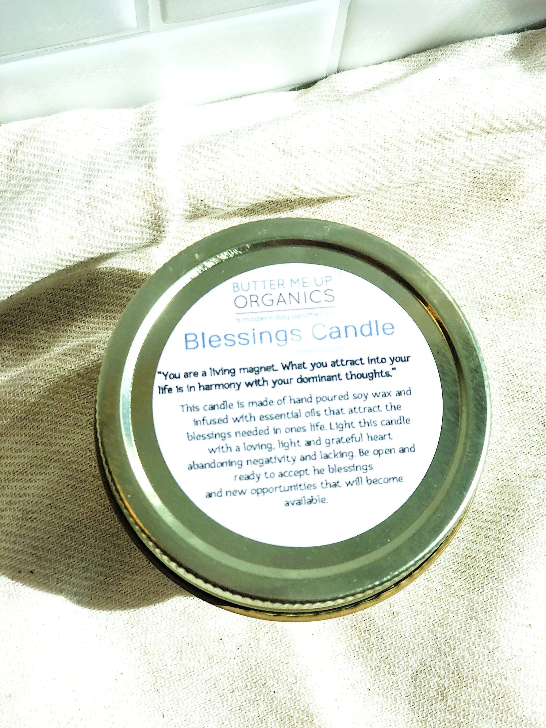 Butter Me Up Organics Blessings Intention Candle with Crystals and Essential Oils for Positive Vibes - Home & Garden > Decor > Home Fragrances > Candles Metaphysical