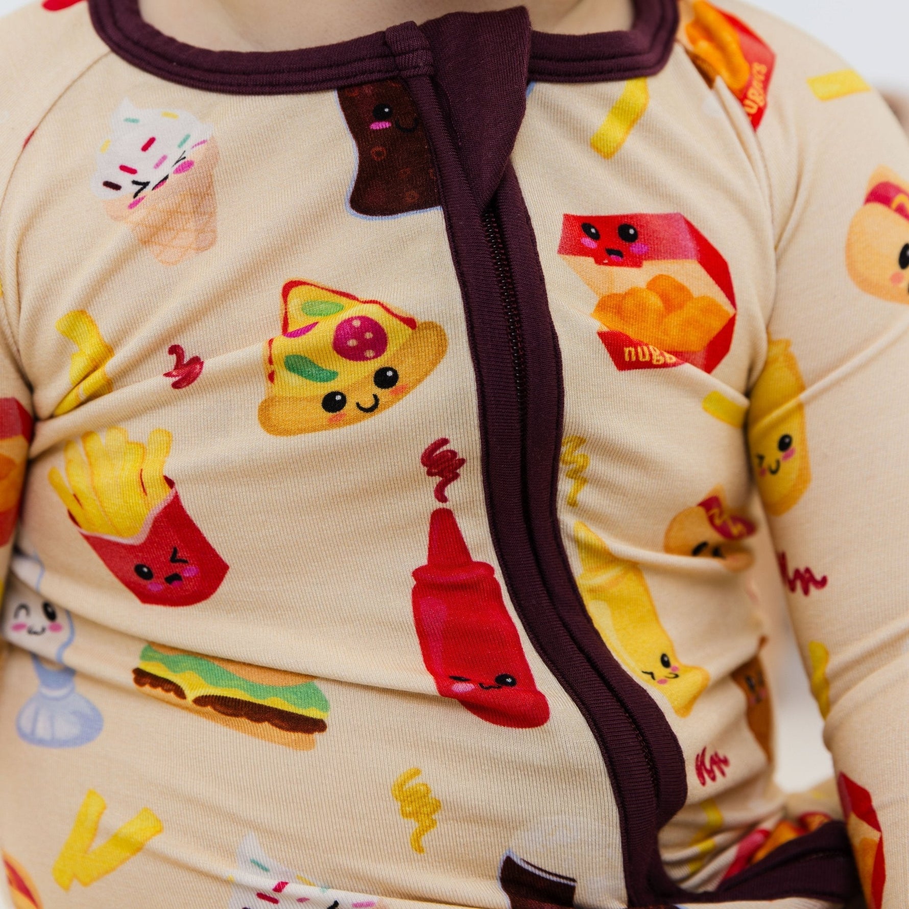 Bam & Stitch Blissful Bites Bamboo Convertible Romper | Fast Food Print Sleeper - 