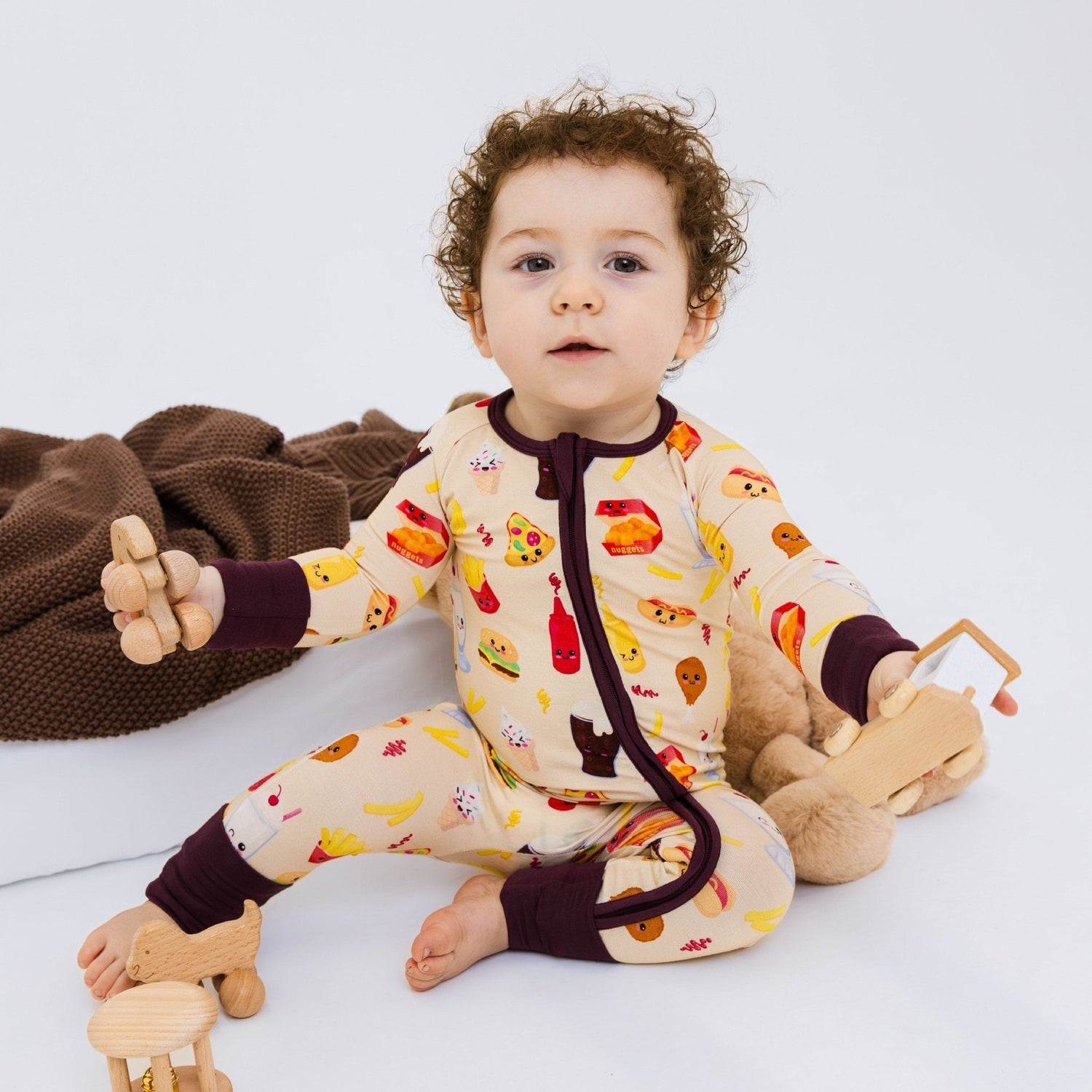 Bam & Stitch Blissful Bites Bamboo Convertible Romper | Fast Food Print Sleeper - 