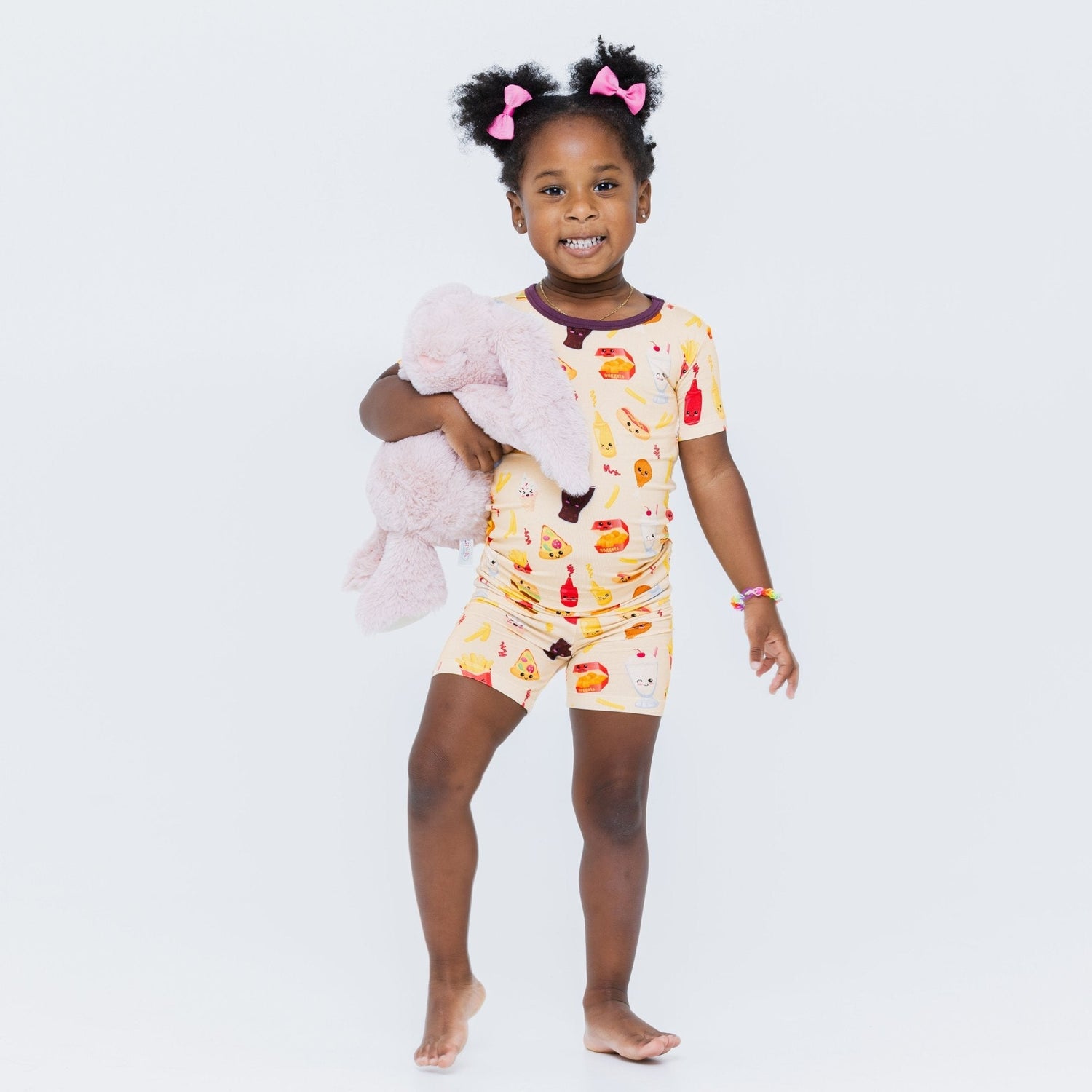 Bam & Stitch Blissful Bites Bamboo Short Sleeve Pajamas | Fast Food Print Set - 