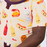 Bam & Stitch Blissful Bites Bamboo Short Sleeve Pajamas | Fast Food Print Set - 