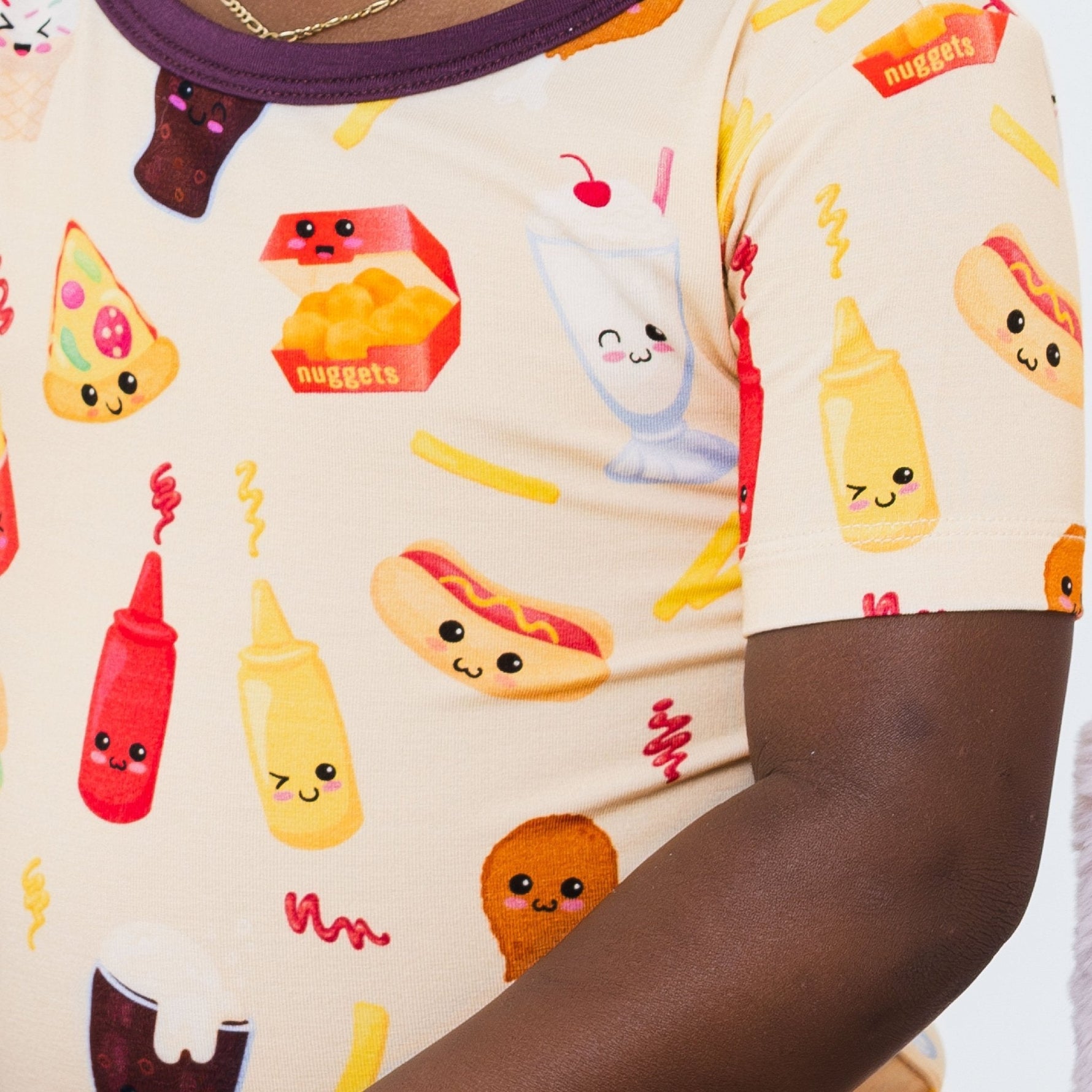 Bam & Stitch Blissful Bites Bamboo Short Sleeve Pajamas | Fast Food Print Set - 