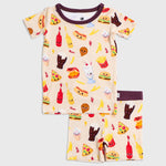 Bam & Stitch Blissful Bites Bamboo Short Sleeve Pajamas | Fast Food Print Set - 