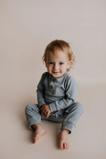 Three Little Tots Blissful Blue Baby Ribbed Playsuit with pockets - 