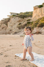 Mebie Baby Block Print Floral One Piece Swimsuit - 