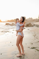 Mebie Baby Block Print Floral One Piece Swimsuit - 