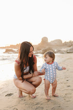 Mebie Baby Block Print Floral One Piece Swimsuit - 
