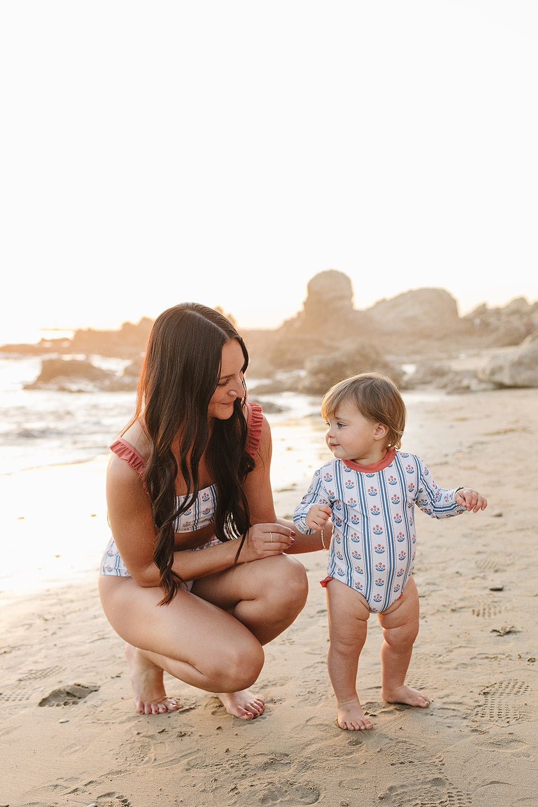 Mebie Baby Block Print Floral One Piece Swimsuit - 