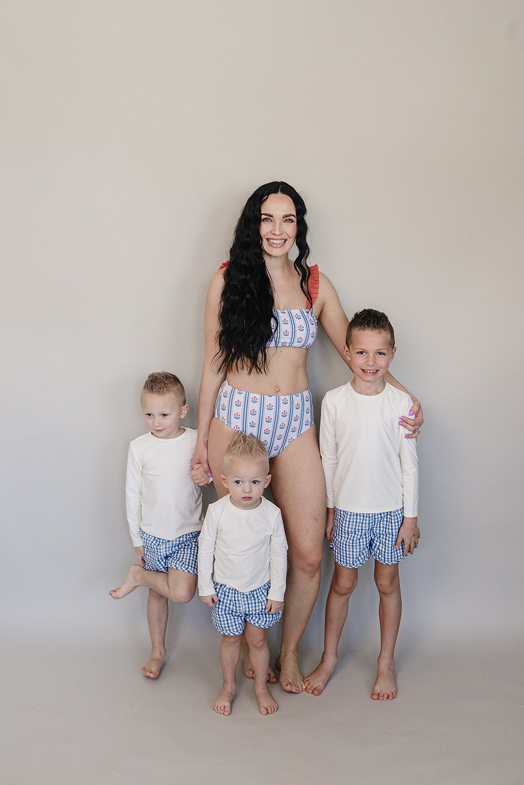 Mebie Baby Block Print Floral Women Two Piece Swimsuit Vintage Inspired Beachwear - 