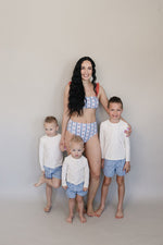 Mebie Baby Block Print Floral Women Two Piece Swimsuit Vintage Inspired Beachwear - 