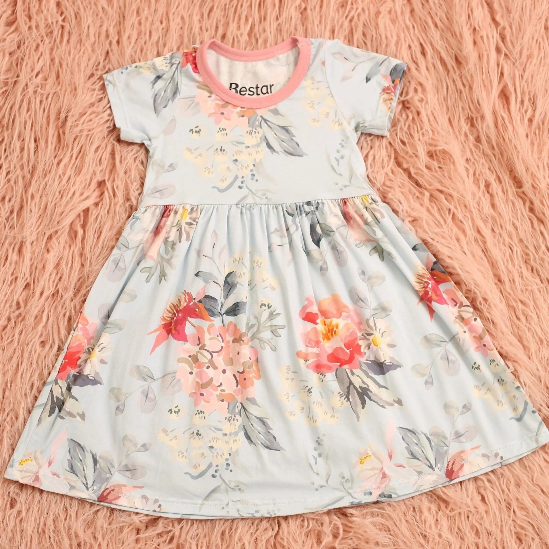 Bestaroo Blossom Snooze Toddler Dress In Soft Bamboo Comfort Short Sleeves - 