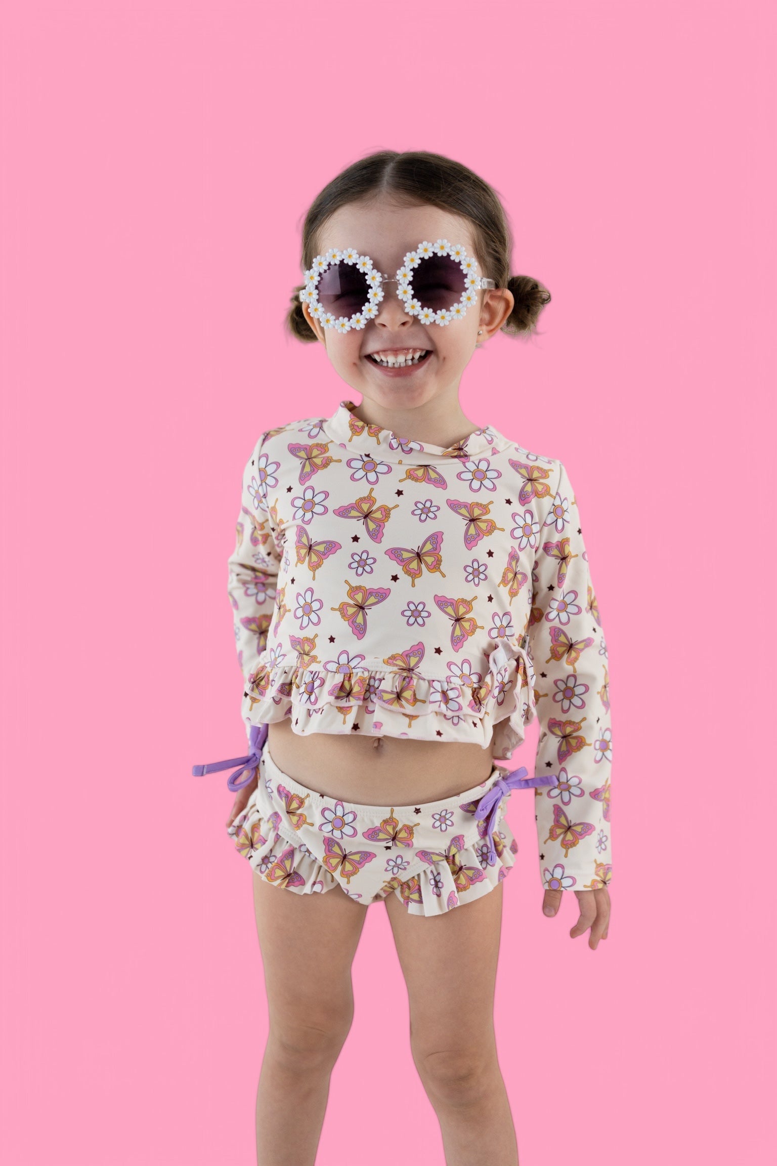 DREAM BIG LITTLE CO BLOSSOMIN’ BUTTERFLY DREAM 2 - PIECE RASH GUARD RUFFLE SWIM SUITEveretts Place