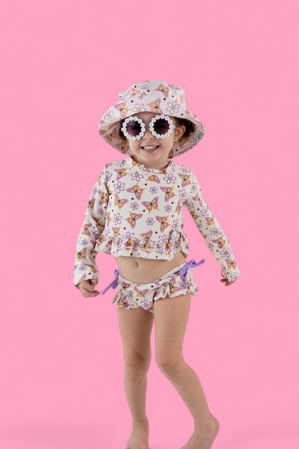 DREAM BIG LITTLE CO BLOSSOMIN’ BUTTERFLY DREAM 2 - PIECE RASH GUARD RUFFLE SWIM SUITEveretts Place