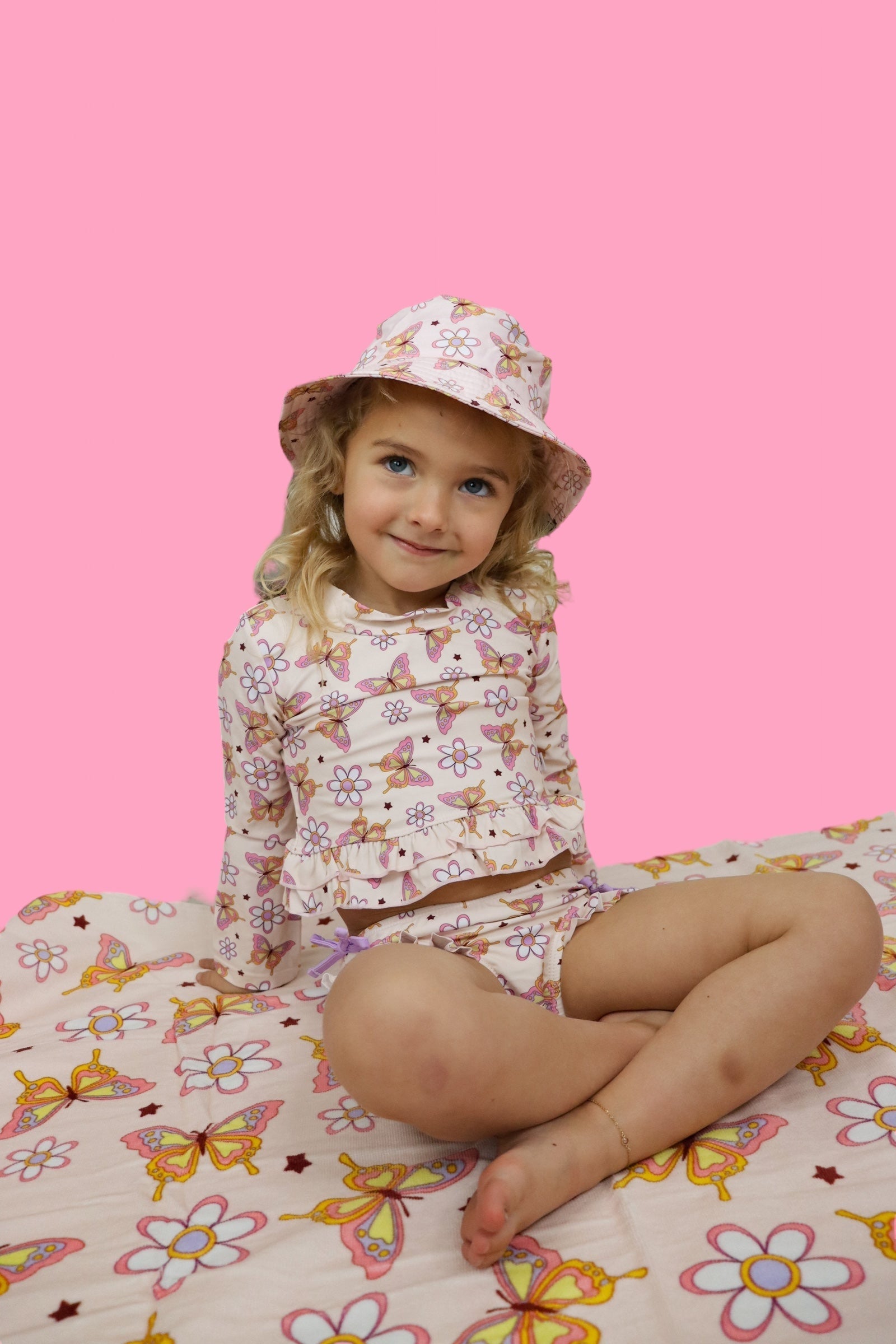 DREAM BIG LITTLE CO BLOSSOMIN’ BUTTERFLY DREAM 2 - PIECE RASH GUARD RUFFLE SWIM SUITEveretts Place