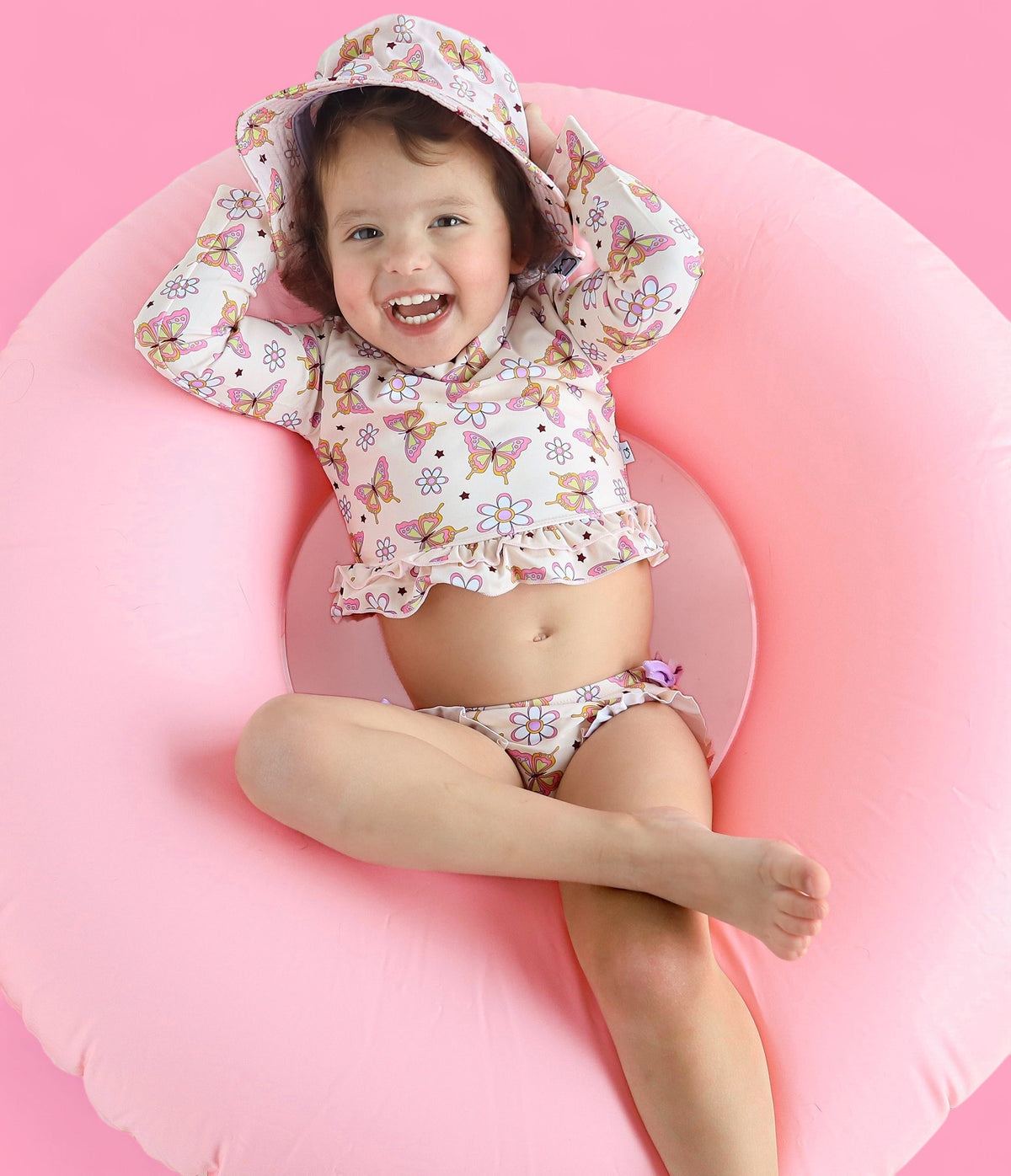 DREAM BIG LITTLE CO BLOSSOMIN’ BUTTERFLY DREAM 2 - PIECE RASH GUARD RUFFLE SWIM SUITEveretts Place