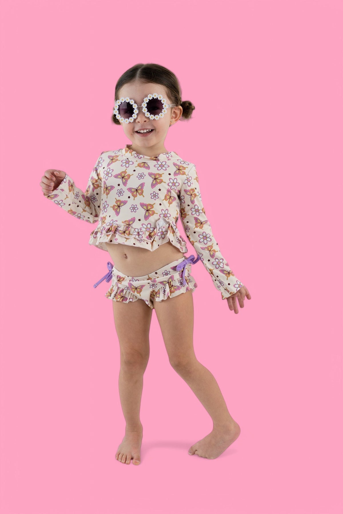 DREAM BIG LITTLE CO BLOSSOMIN’ BUTTERFLY DREAM 2 - PIECE RASH GUARD RUFFLE SWIM SUITEveretts Place