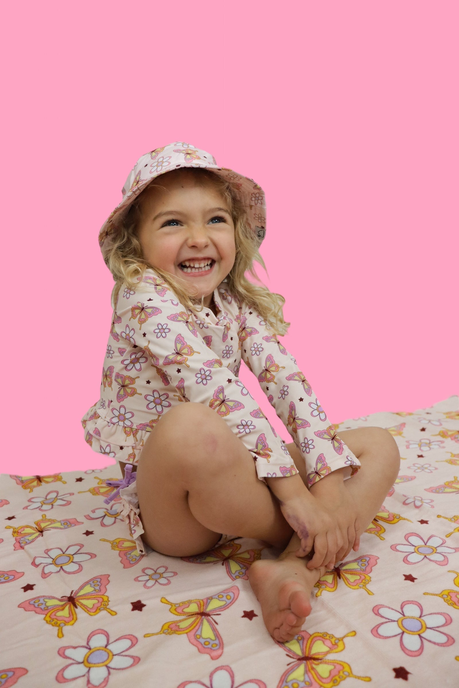 DREAM BIG LITTLE CO BLOSSOMIN’ BUTTERFLY DREAM 2 - PIECE RASH GUARD RUFFLE SWIM SUITEveretts Place