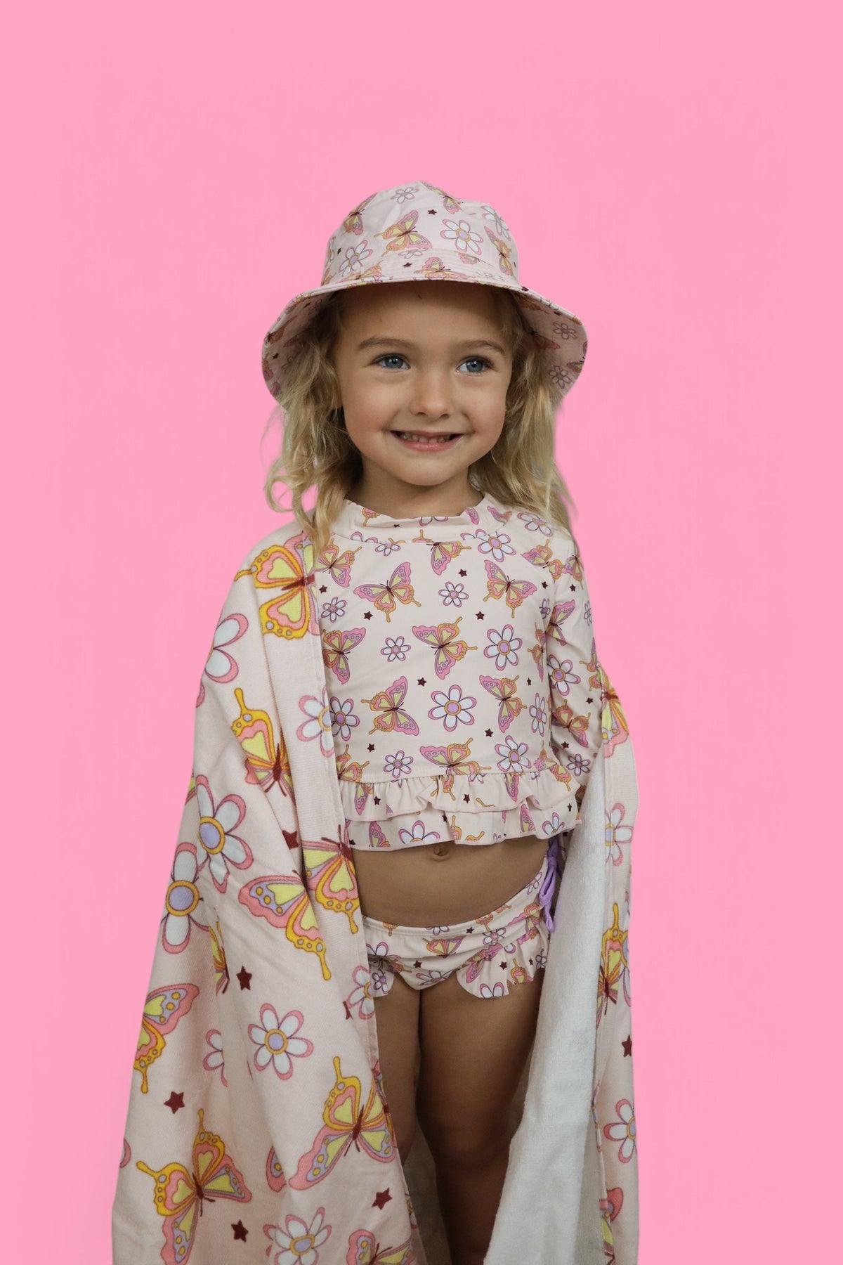 DREAM BIG LITTLE CO BLOSSOMIN’ BUTTERFLY DREAM 2 - PIECE RASH GUARD RUFFLE SWIM SUITEveretts Place