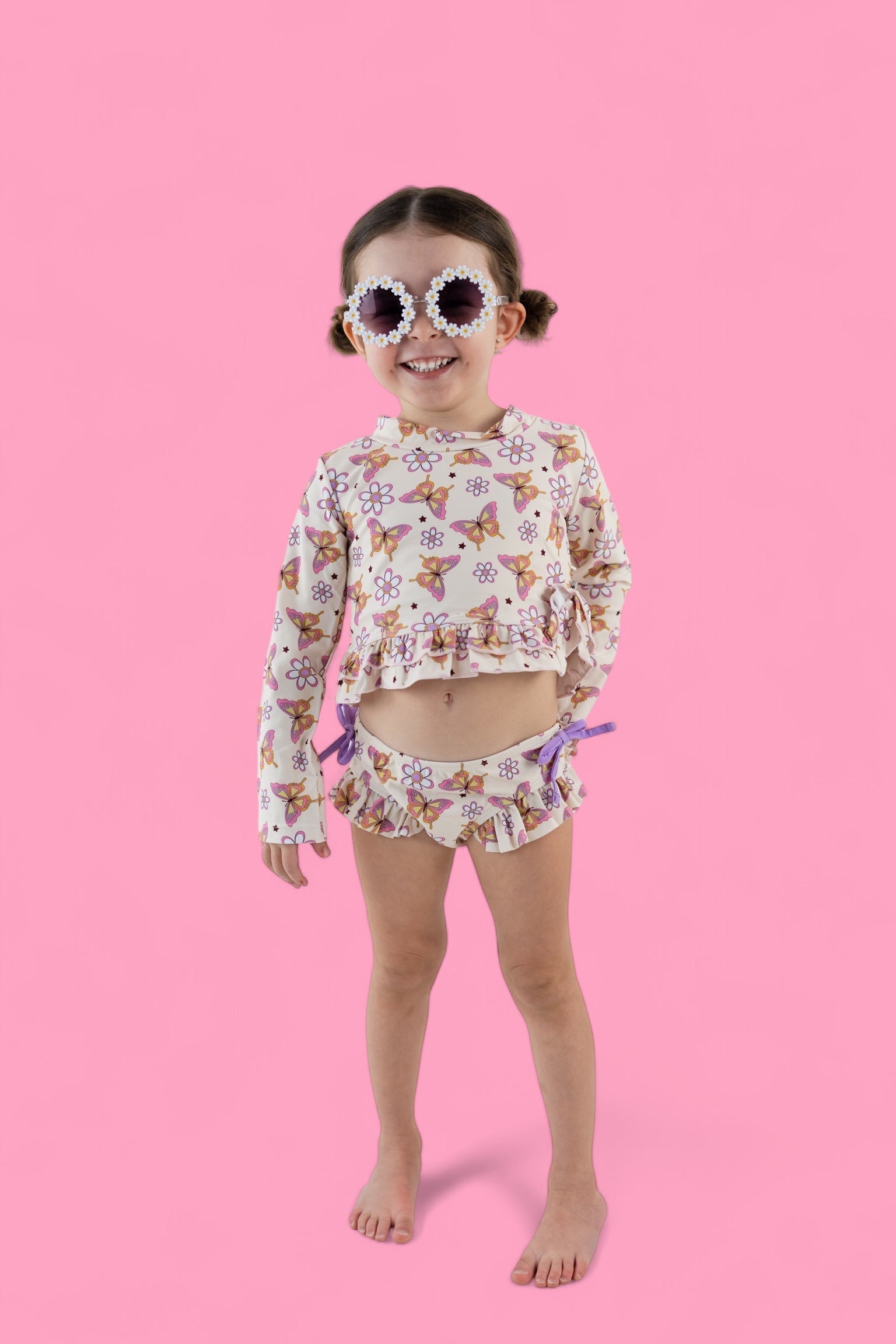 DREAM BIG LITTLE CO BLOSSOMIN’ BUTTERFLY DREAM 2 - PIECE RASH GUARD RUFFLE SWIM SUITEveretts Place
