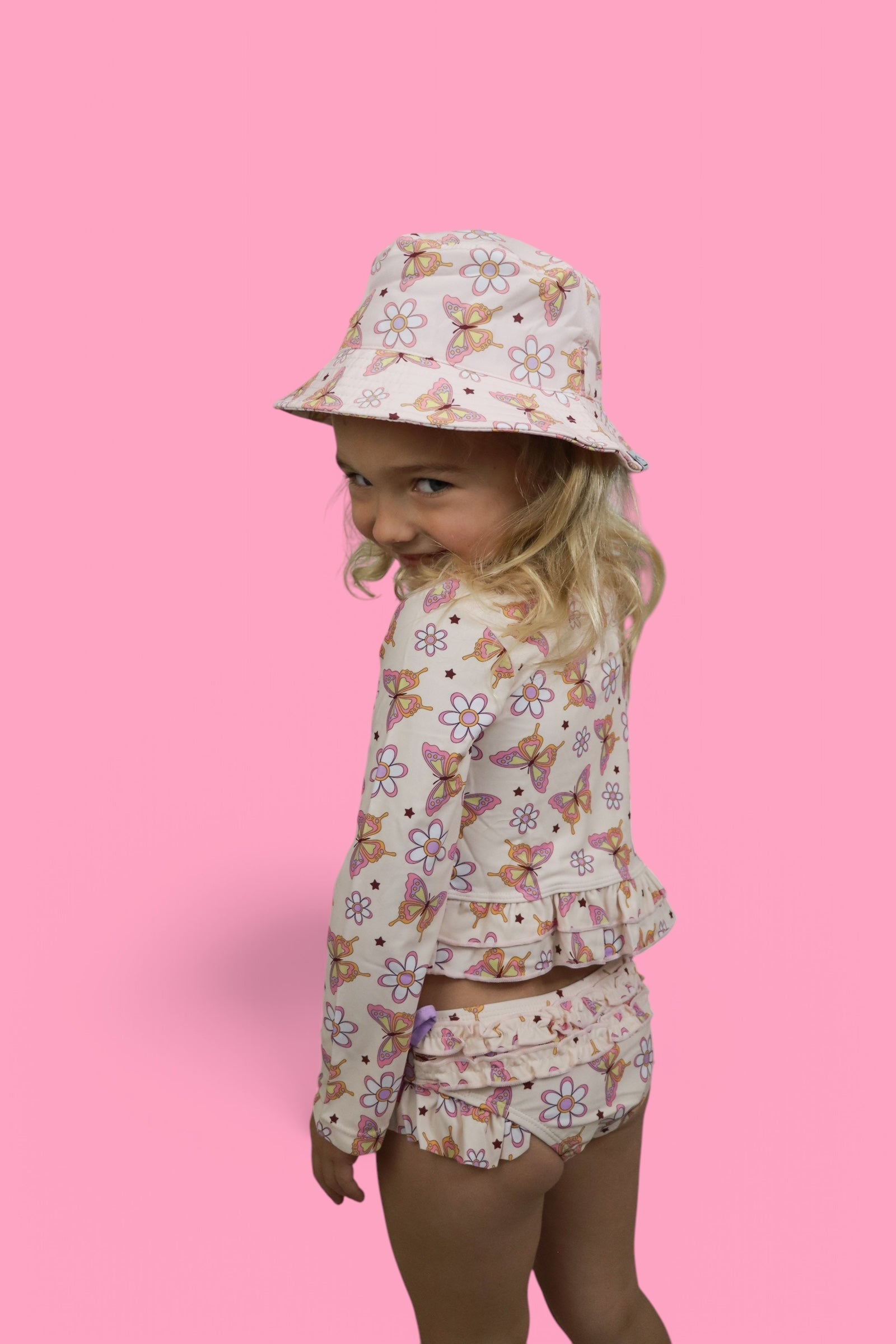 DREAM BIG LITTLE CO BLOSSOMIN’ BUTTERFLY DREAM 2 - PIECE RASH GUARD RUFFLE SWIM SUITEveretts Place