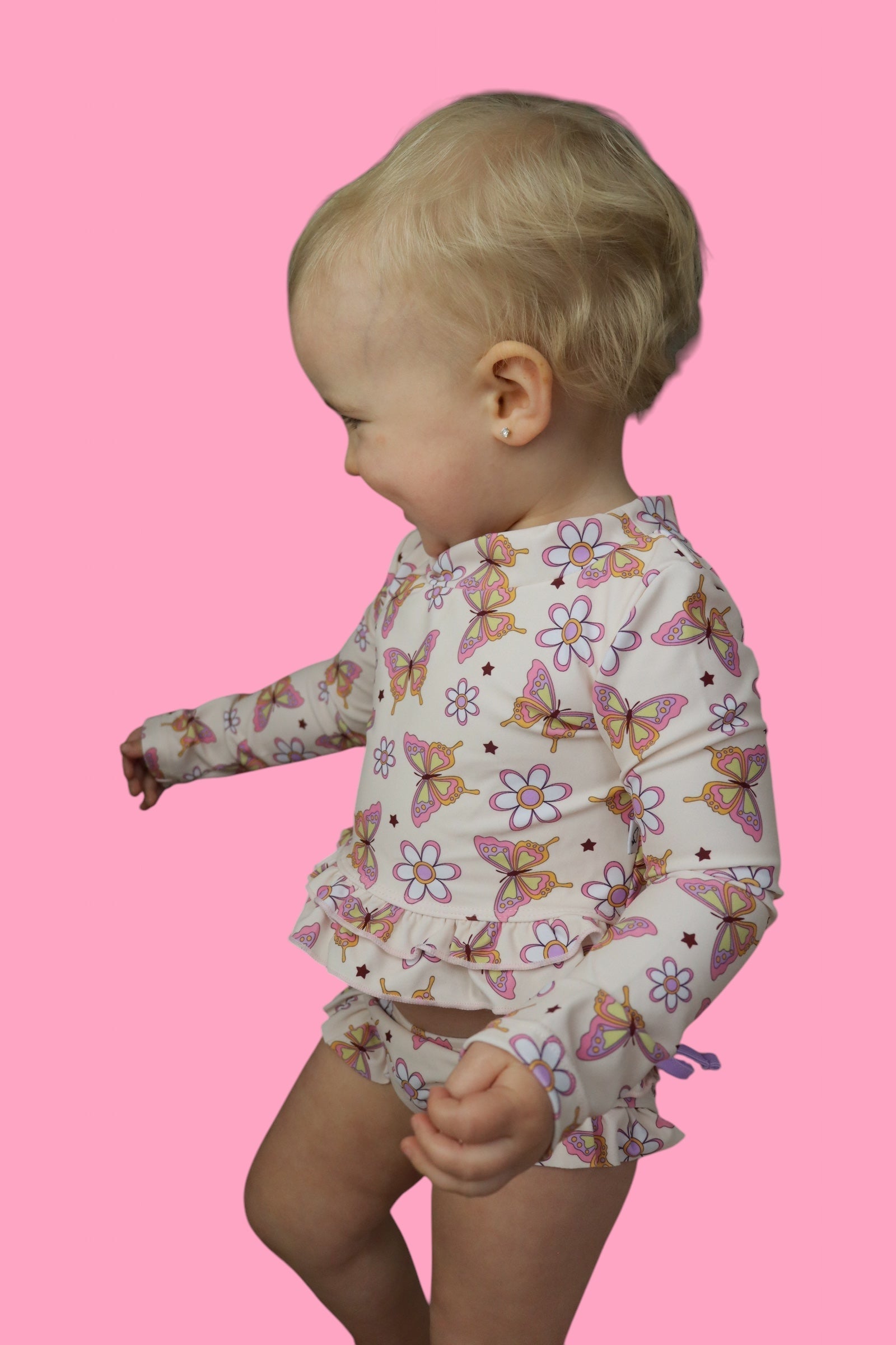 DREAM BIG LITTLE CO BLOSSOMIN’ BUTTERFLY DREAM 2 - PIECE RASH GUARD RUFFLE SWIM SUITEveretts Place