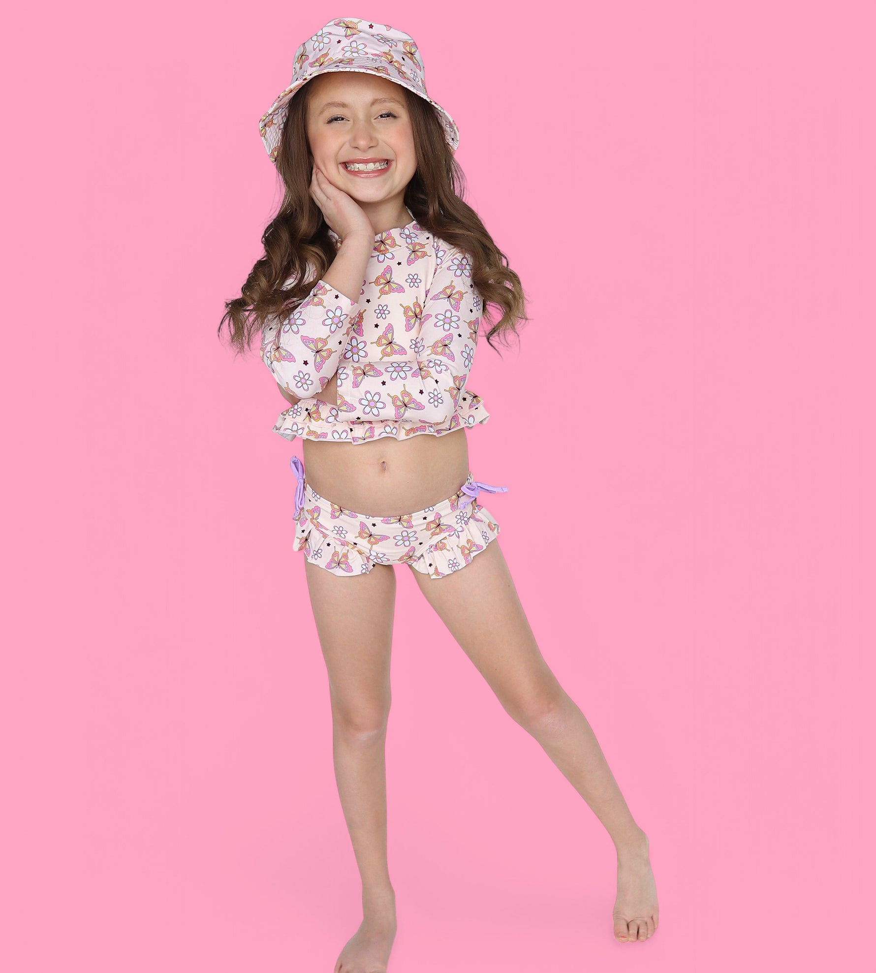DREAM BIG LITTLE CO BLOSSOMIN’ BUTTERFLY DREAM 2 - PIECE RASH GUARD RUFFLE SWIM SUITEveretts Place