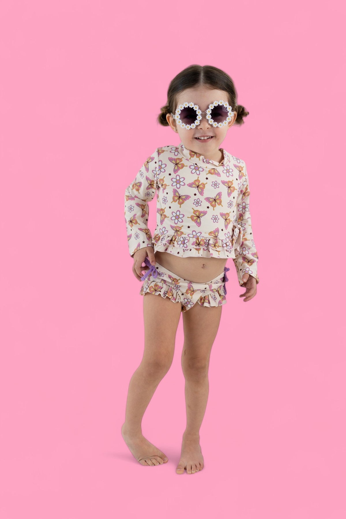 DREAM BIG LITTLE CO BLOSSOMIN’ BUTTERFLY DREAM 2 - PIECE RASH GUARD RUFFLE SWIM SUITEveretts Place