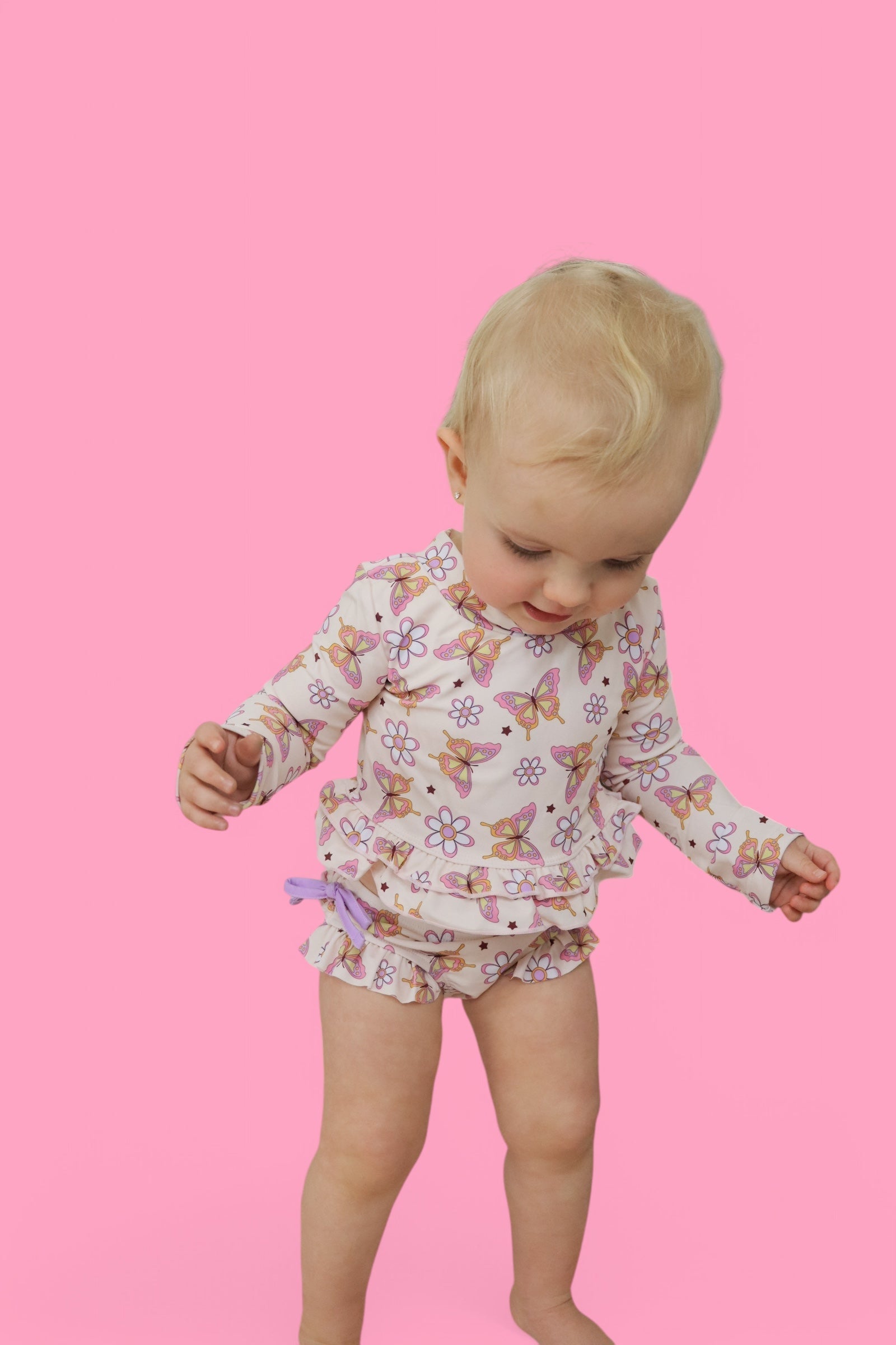 DREAM BIG LITTLE CO BLOSSOMIN’ BUTTERFLY DREAM 2 - PIECE RASH GUARD RUFFLE SWIM SUITEveretts Place