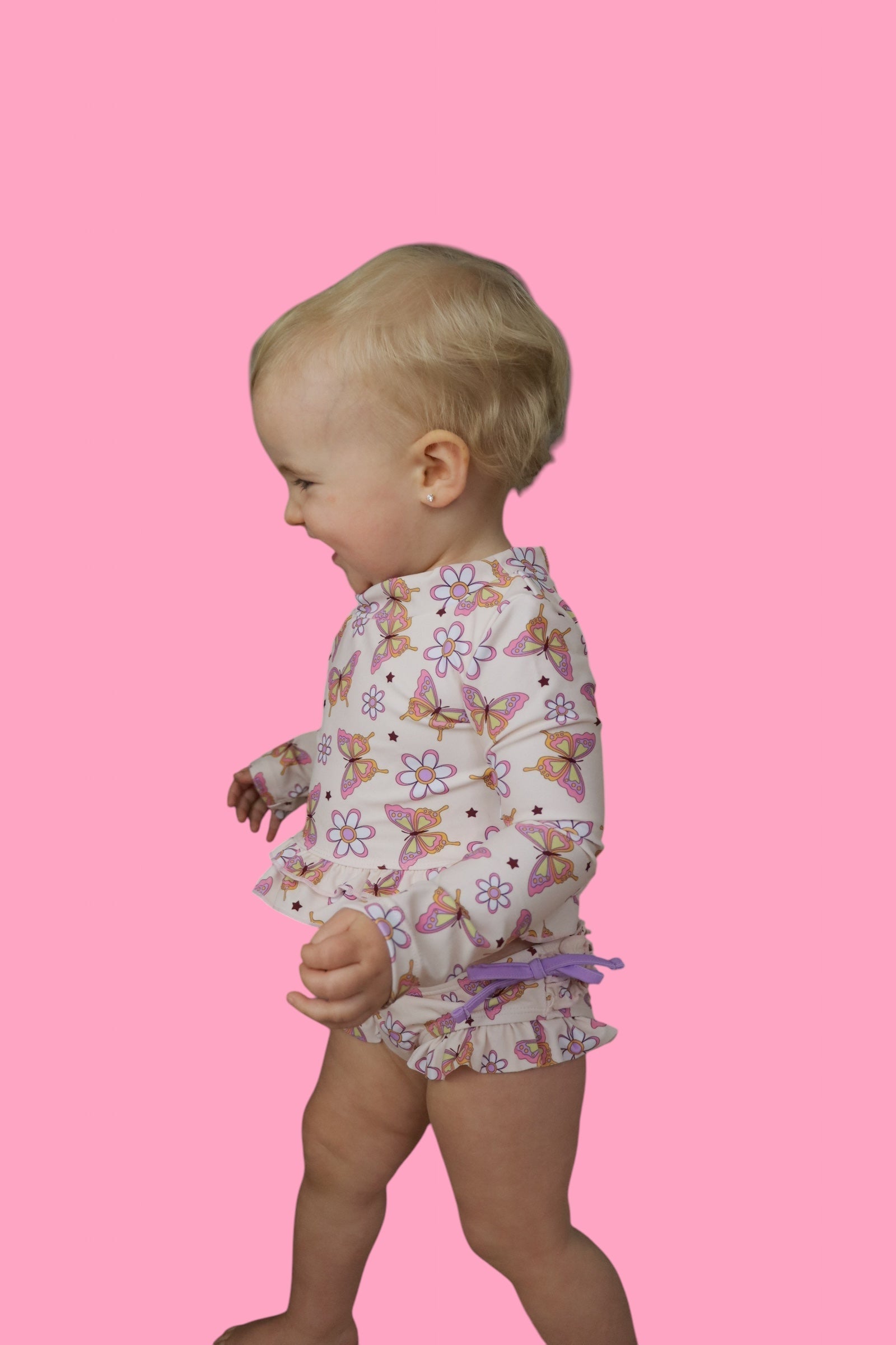 DREAM BIG LITTLE CO BLOSSOMIN’ BUTTERFLY DREAM 2 - PIECE RASH GUARD RUFFLE SWIM SUITEveretts Place