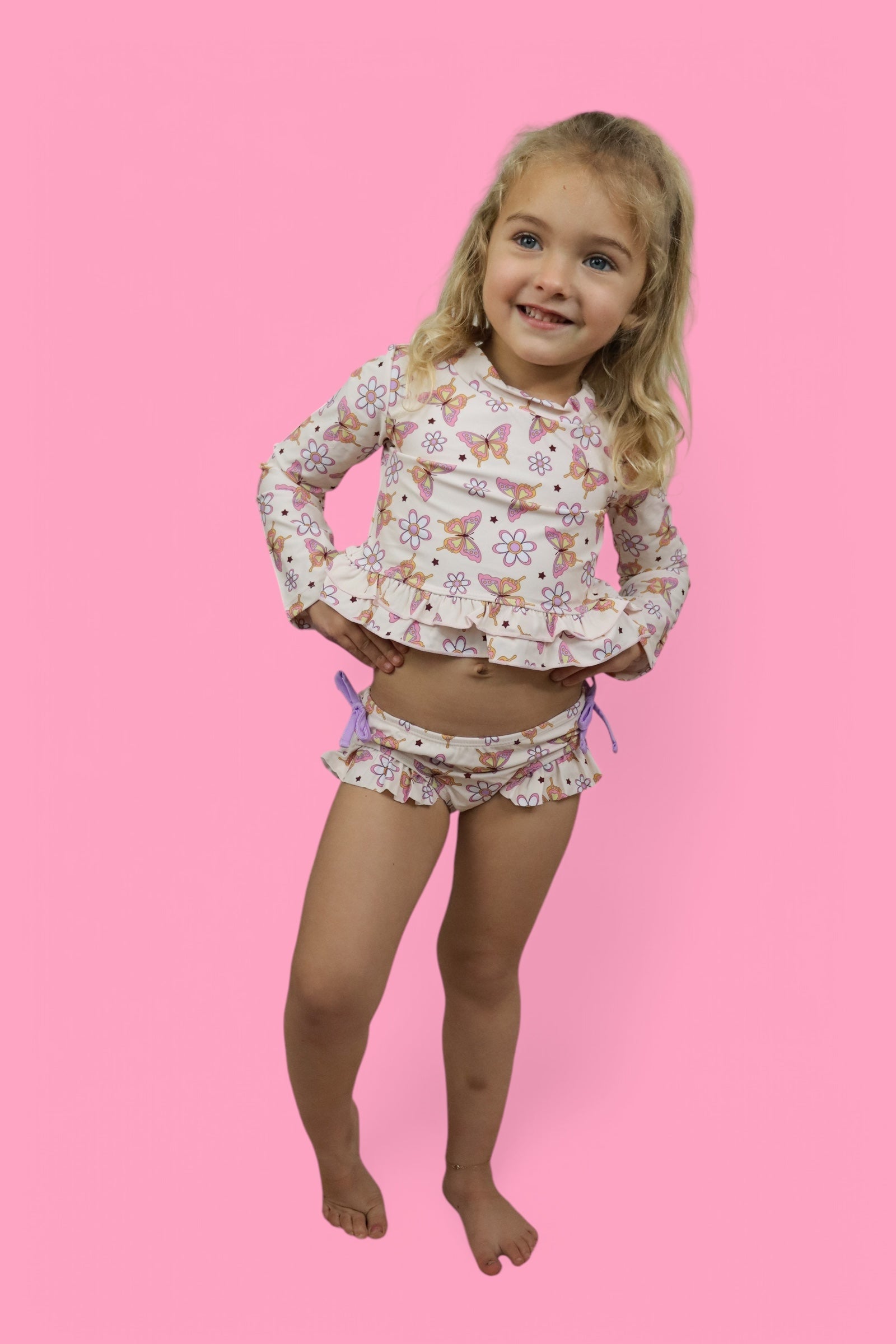 DREAM BIG LITTLE CO BLOSSOMIN’ BUTTERFLY DREAM 2 - PIECE RASH GUARD RUFFLE SWIM SUITEveretts Place