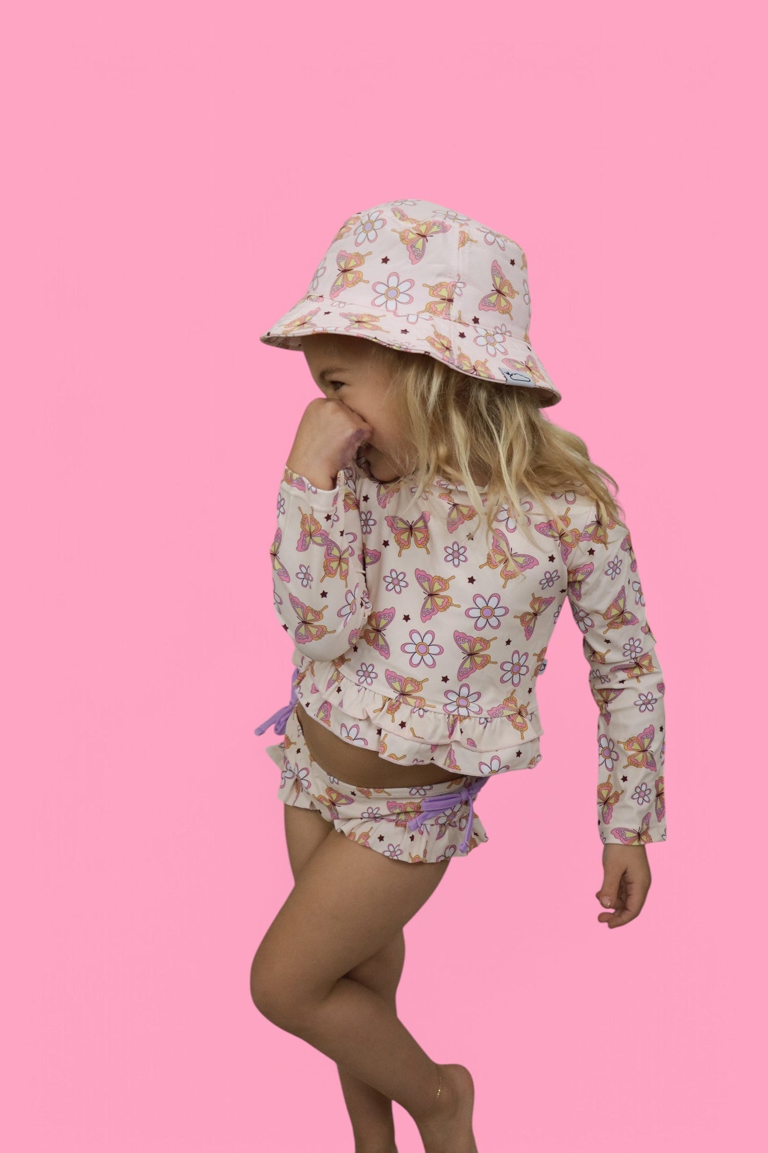DREAM BIG LITTLE CO BLOSSOMIN’ BUTTERFLY DREAM 2 - PIECE RASH GUARD RUFFLE SWIM SUITEveretts Place