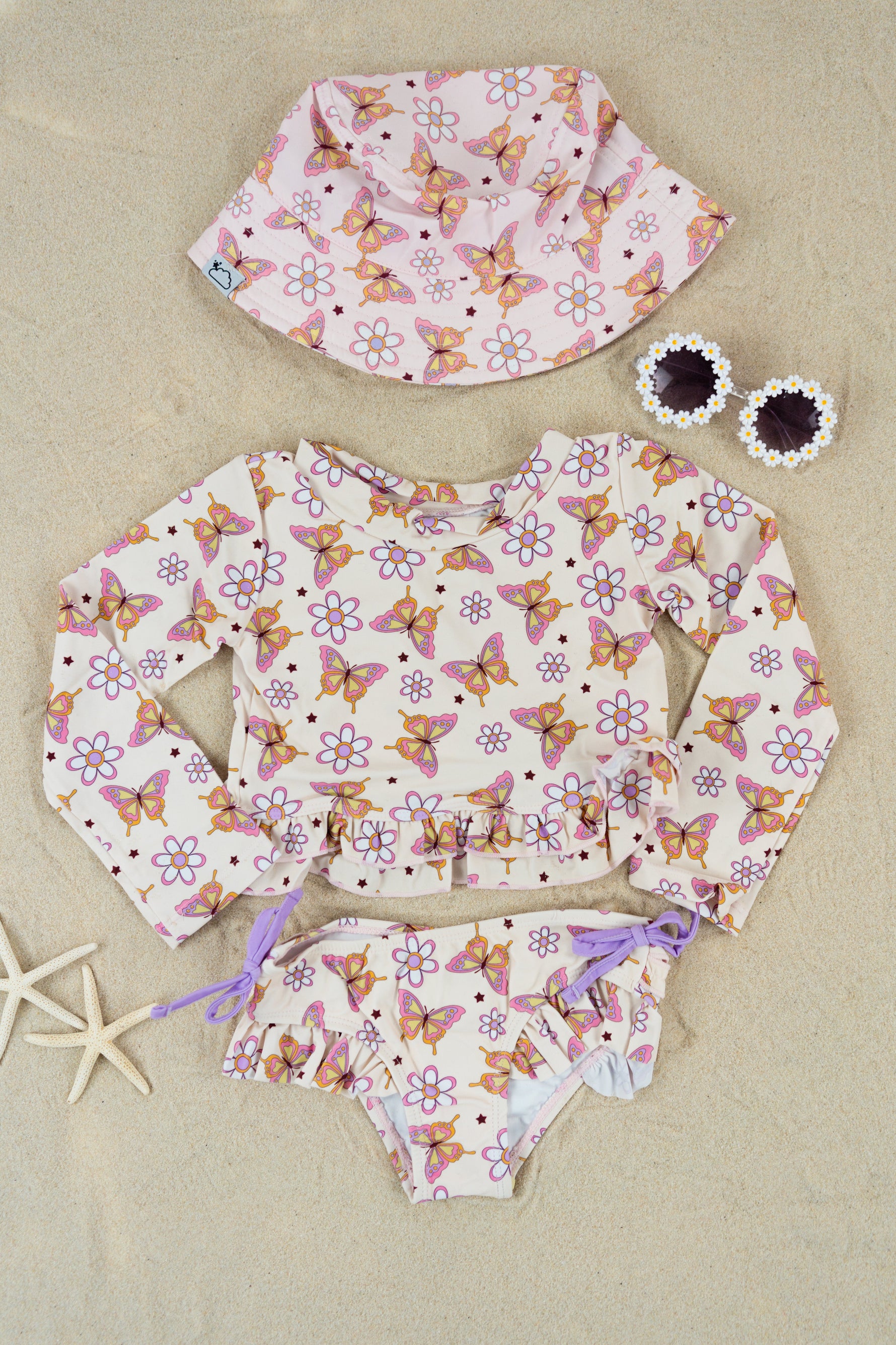 DREAM BIG LITTLE CO BLOSSOMIN’ BUTTERFLY DREAM 2 - PIECE RASH GUARD RUFFLE SWIM SUITEveretts Place