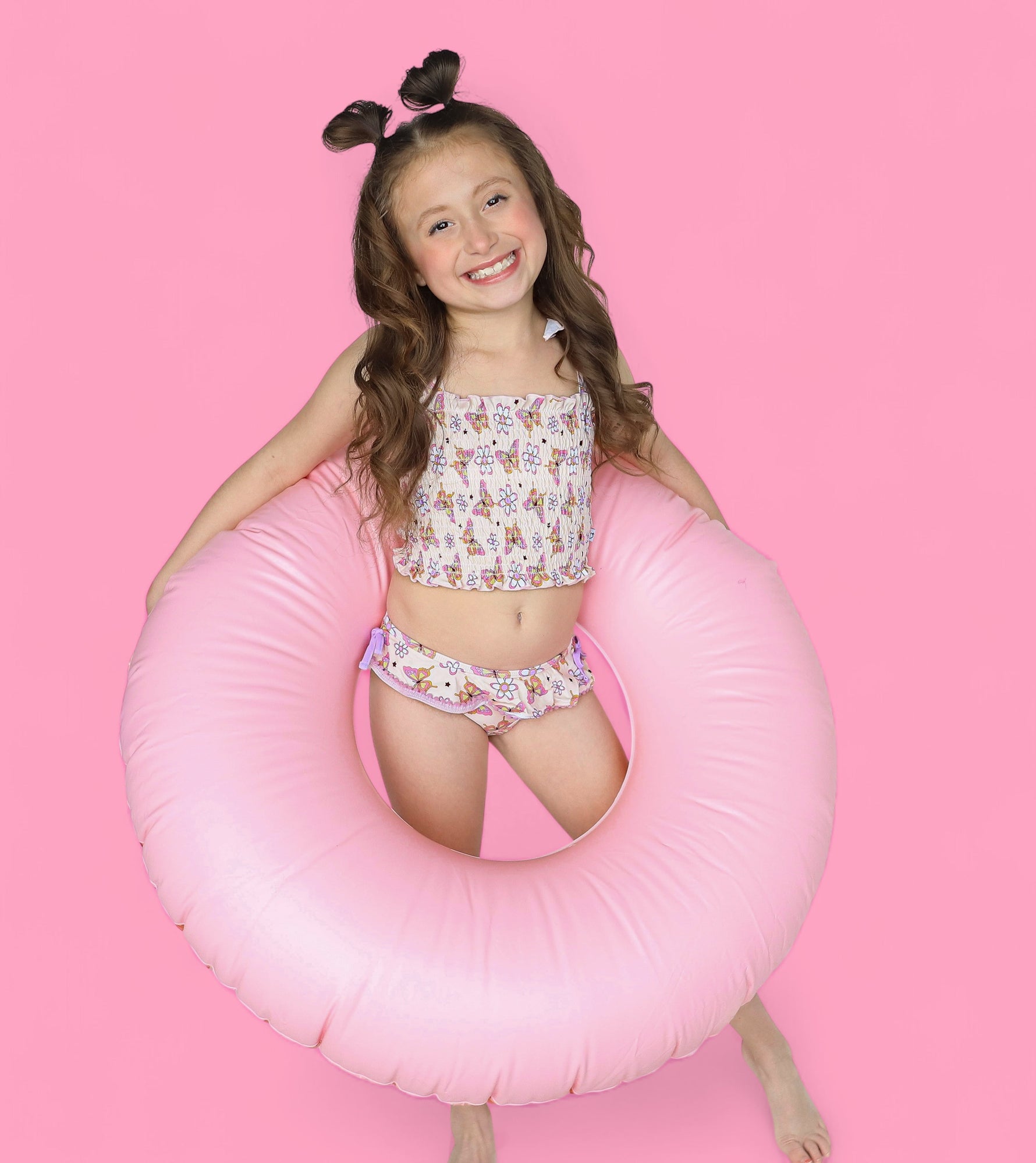 DREAM BIG LITTLE CO BLOSSOMIN’ BUTTERFLY DREAM SMOCKED TANKINI TWO PIECE SWIM SUITEveretts Place