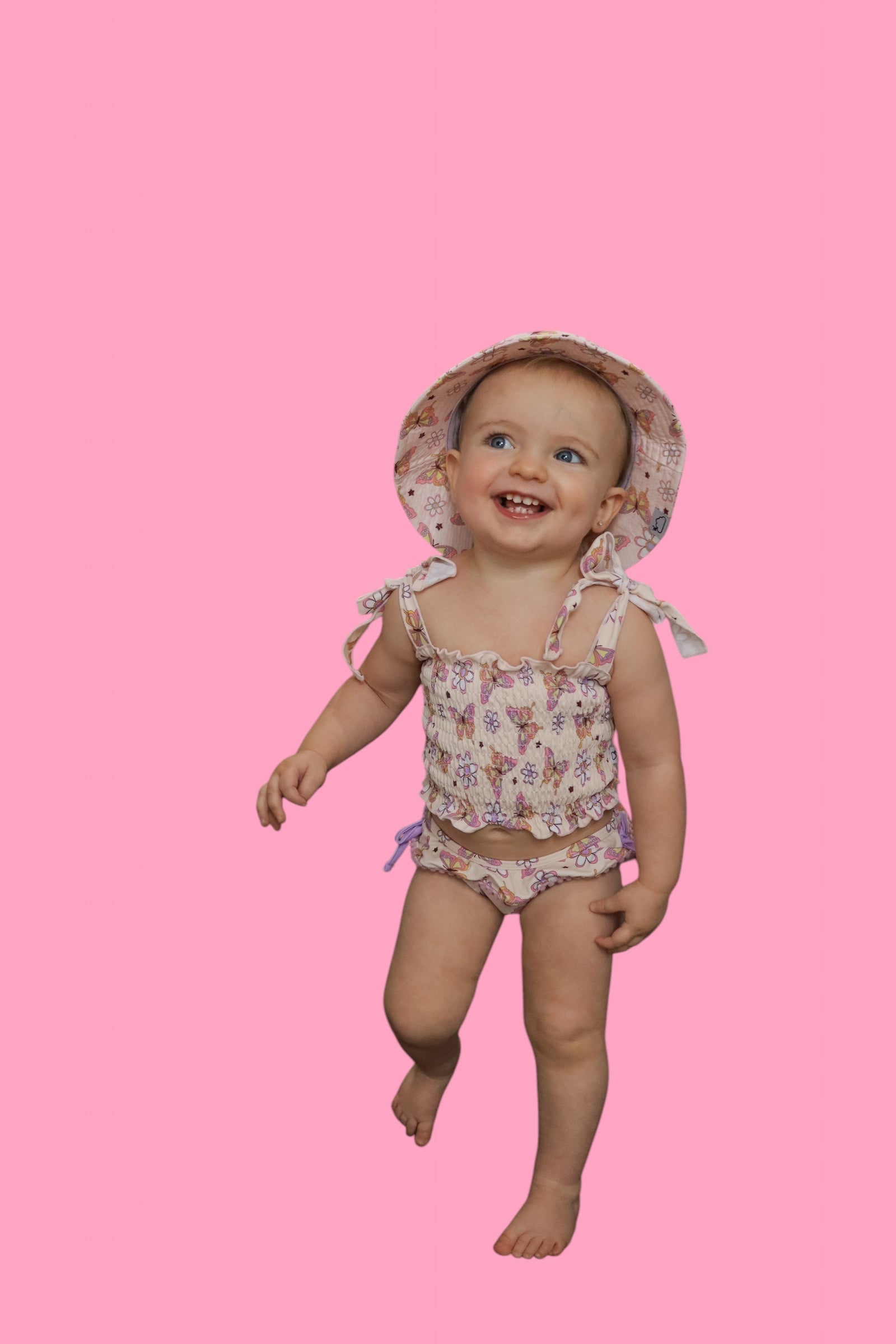 DREAM BIG LITTLE CO BLOSSOMIN’ BUTTERFLY DREAM SMOCKED TANKINI TWO PIECE SWIM SUITEveretts Place