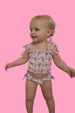 DREAM BIG LITTLE CO BLOSSOMIN’ BUTTERFLY DREAM SMOCKED TANKINI TWO PIECE SWIM SUITEveretts Place