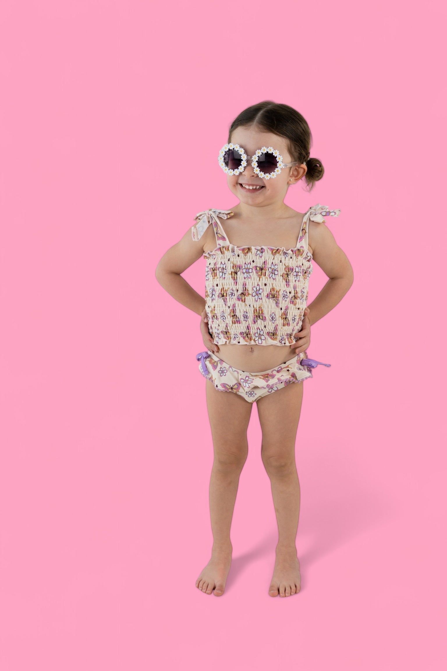 DREAM BIG LITTLE CO BLOSSOMIN’ BUTTERFLY DREAM SMOCKED TANKINI TWO PIECE SWIM SUITEveretts Place