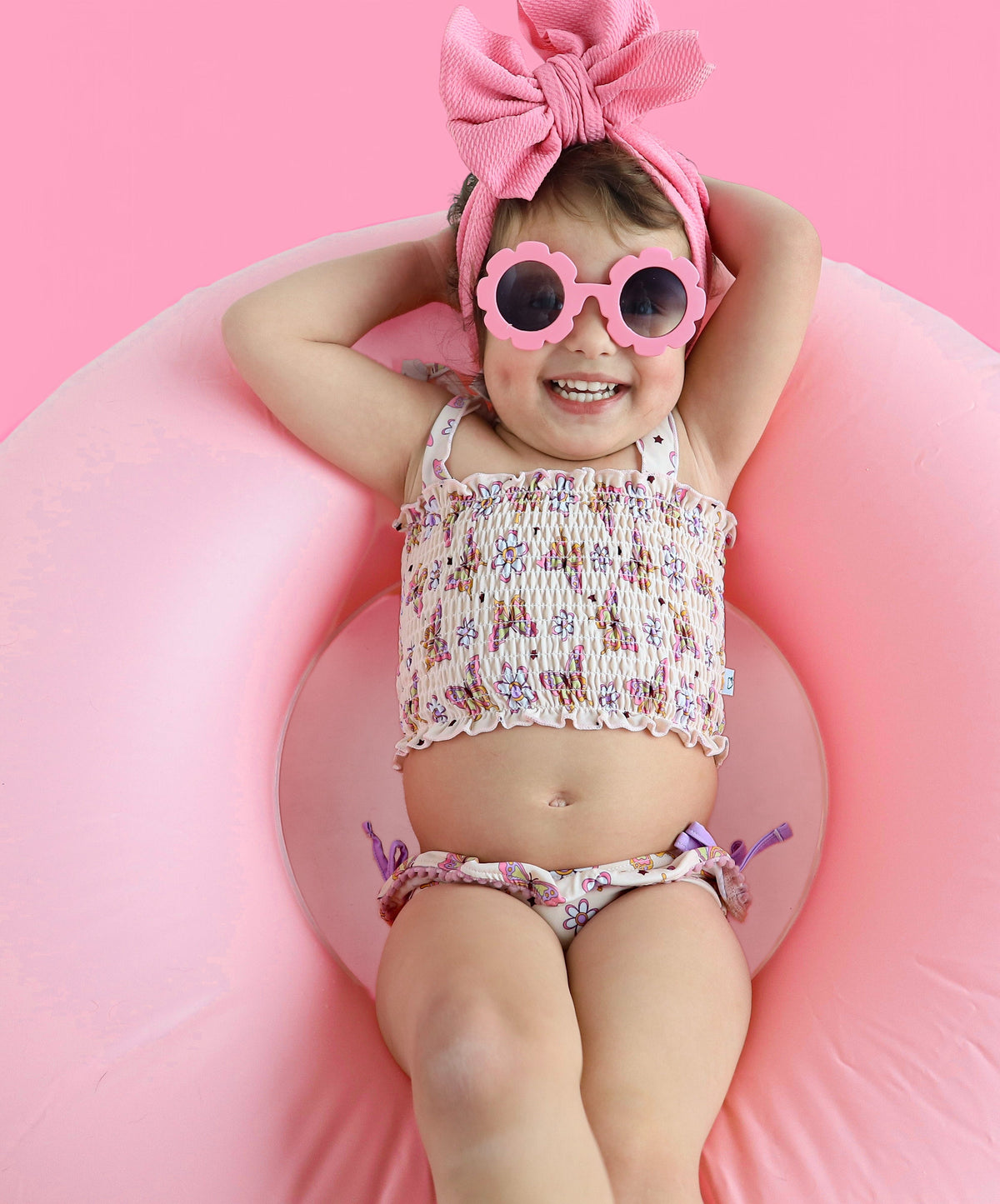 DREAM BIG LITTLE CO BLOSSOMIN’ BUTTERFLY DREAM SMOCKED TANKINI TWO PIECE SWIM SUITEveretts Place